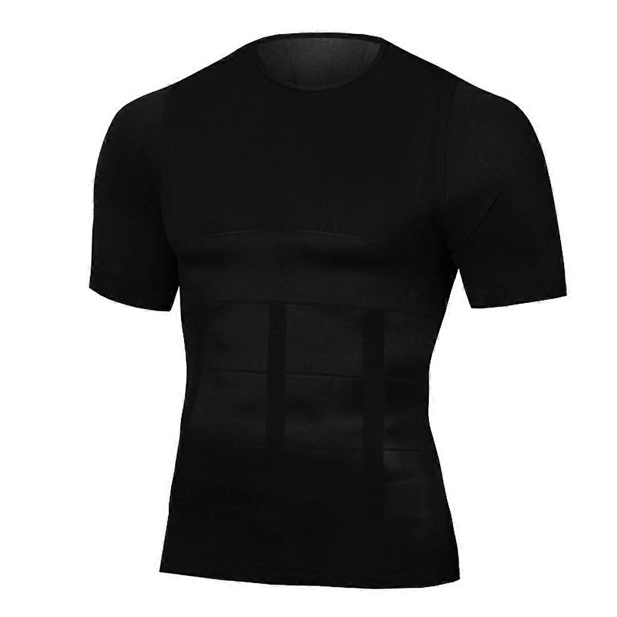 Männer Körper Shapewear Mode Modellierung Kurzarm Formgebung Weste Top Shapewear Schwarz L