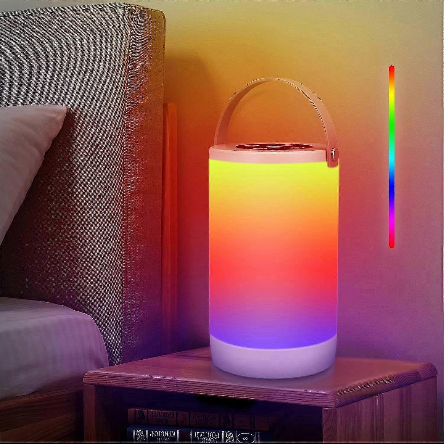 Heroanky Portable Table Lamp, Rechargeable Touch Sensor Bedside Lamp With Rgb Color Changing Mode Dimmable Warm White Light Memory Function Night