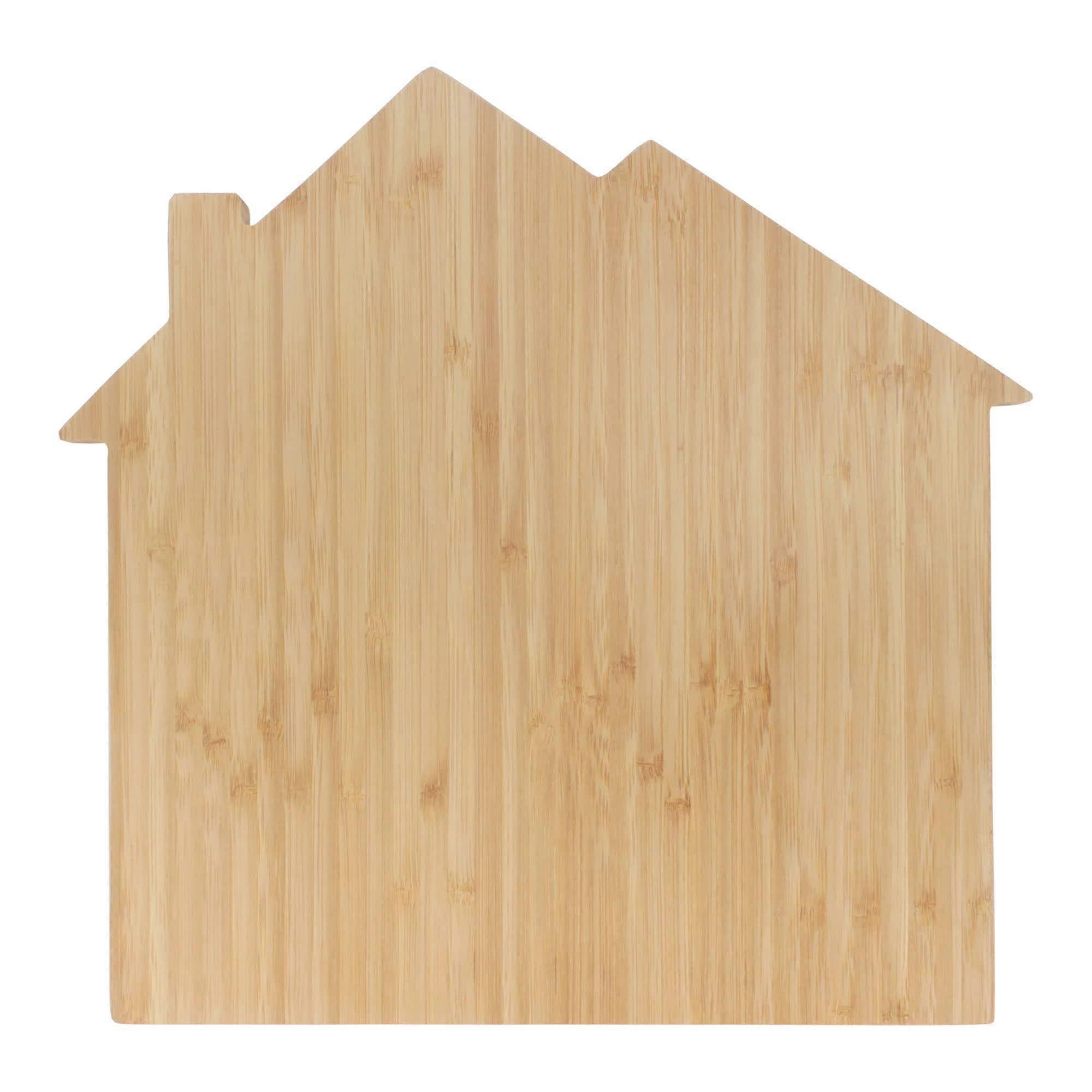1-Piece 11.75" x 12" House-Shaped Bamboo Board - Dual-Purpose Serving & Cutting Surface