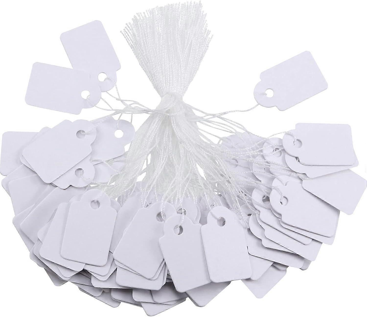 24 x 14 mm White Marking Tags Price Tags Price Labels Display Tags with Hanging String, 500 Pack ()