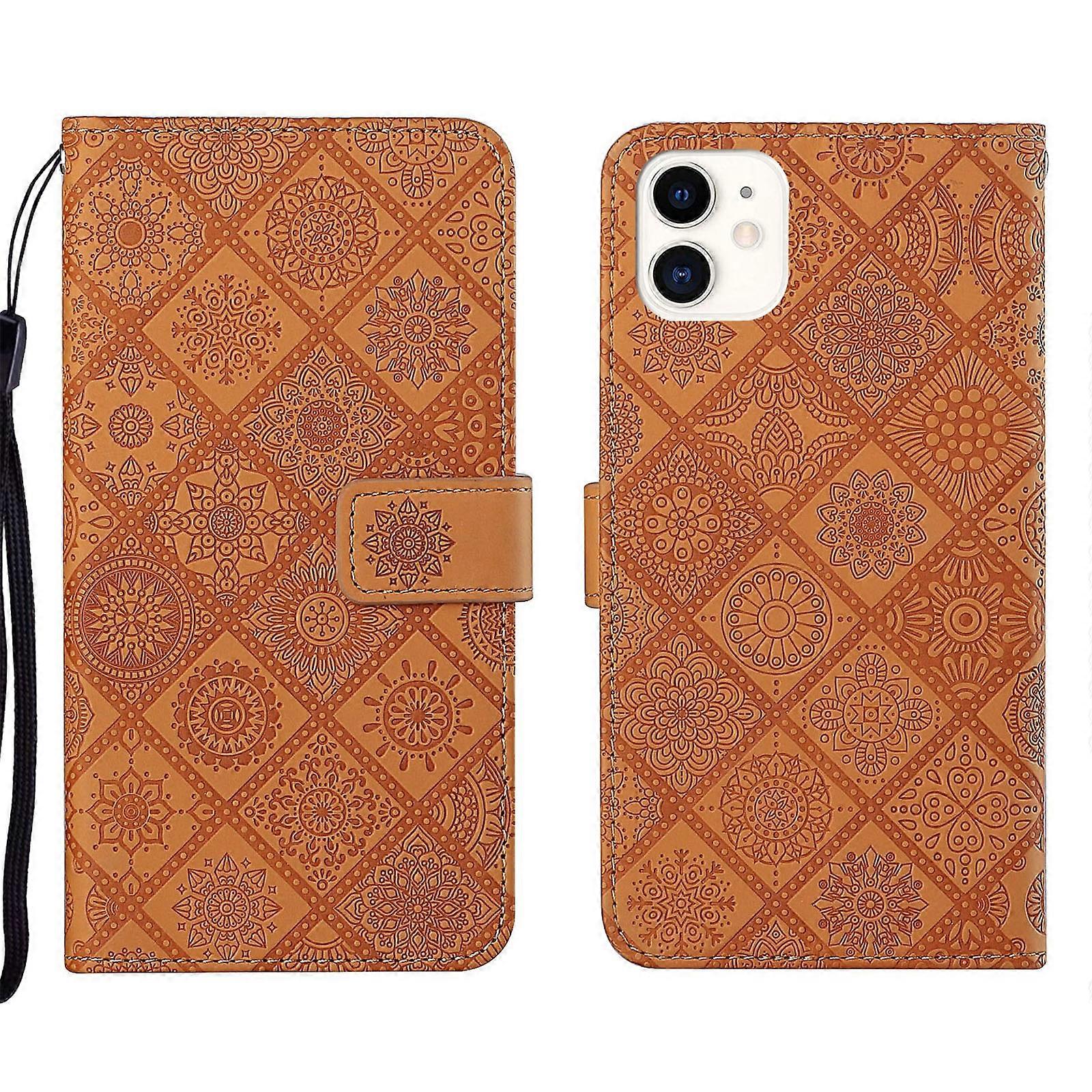 For iPhone 13 Ethnic Style Embossed Pattern Leather Phone Case
