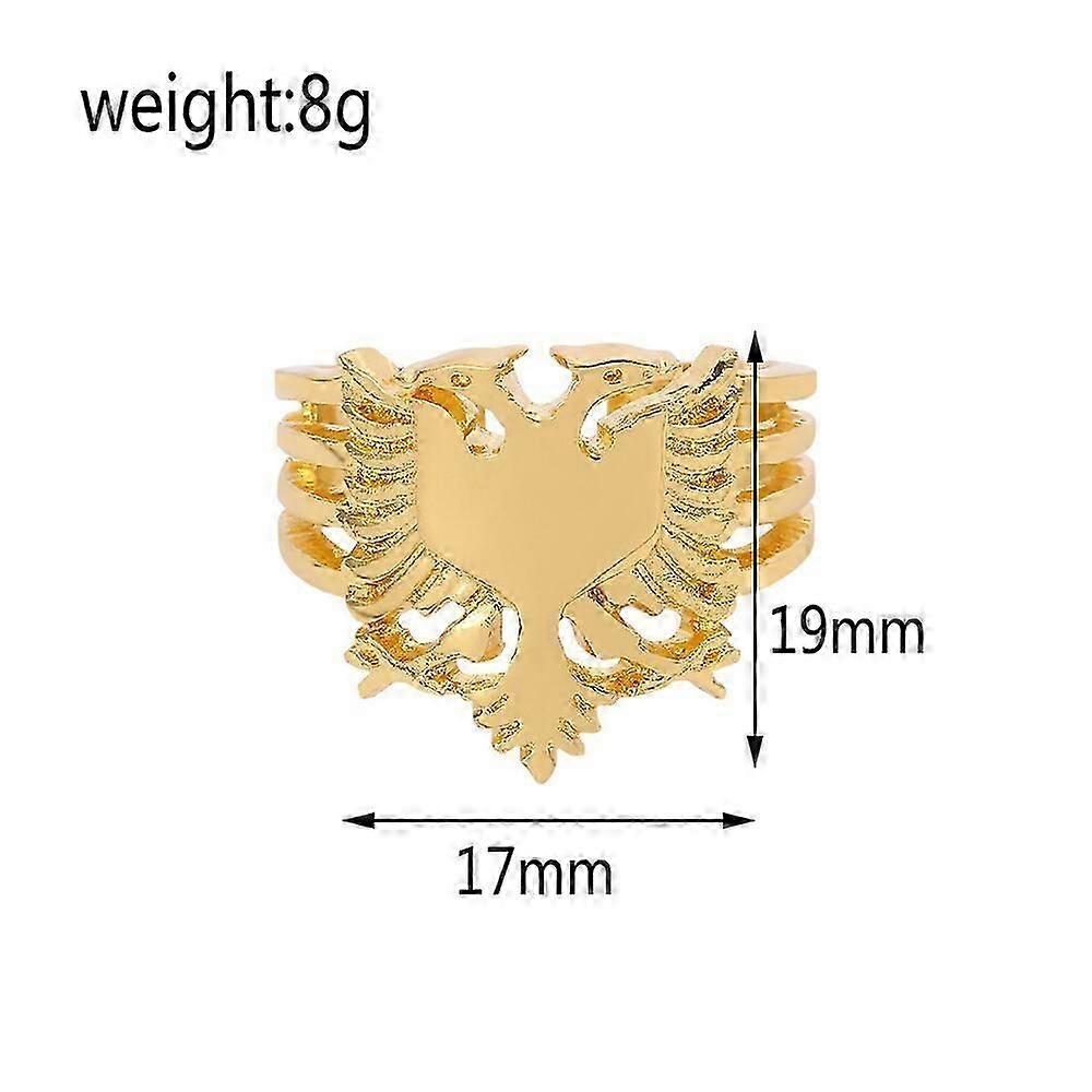 男性女性のためのゴールドシルバーカラーアルバニアイーグルリングバイキングエスニックリングオーナメントファッションフィンガーリングパーティージュエリーアクセサリー