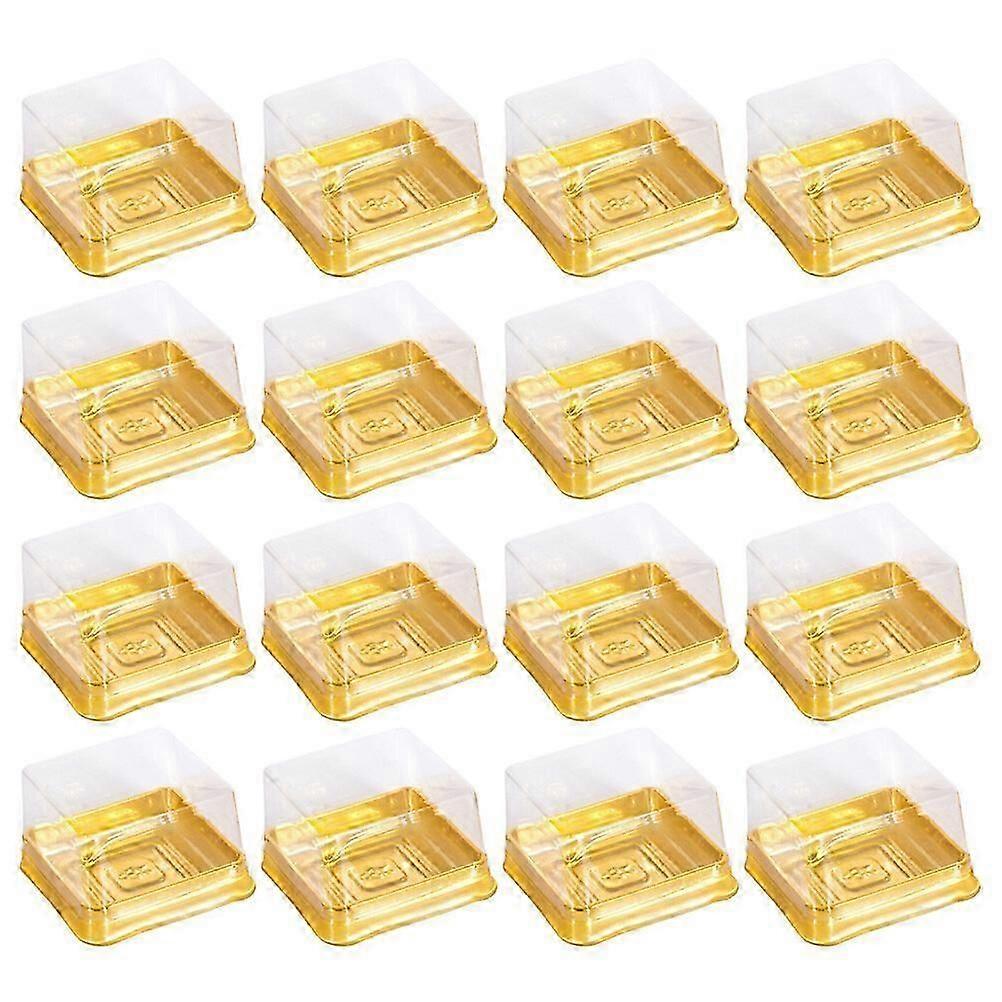 1 Set 100pcs Plastic 50g Square Egg-yolk Puff Packing Box Moon Cake Box