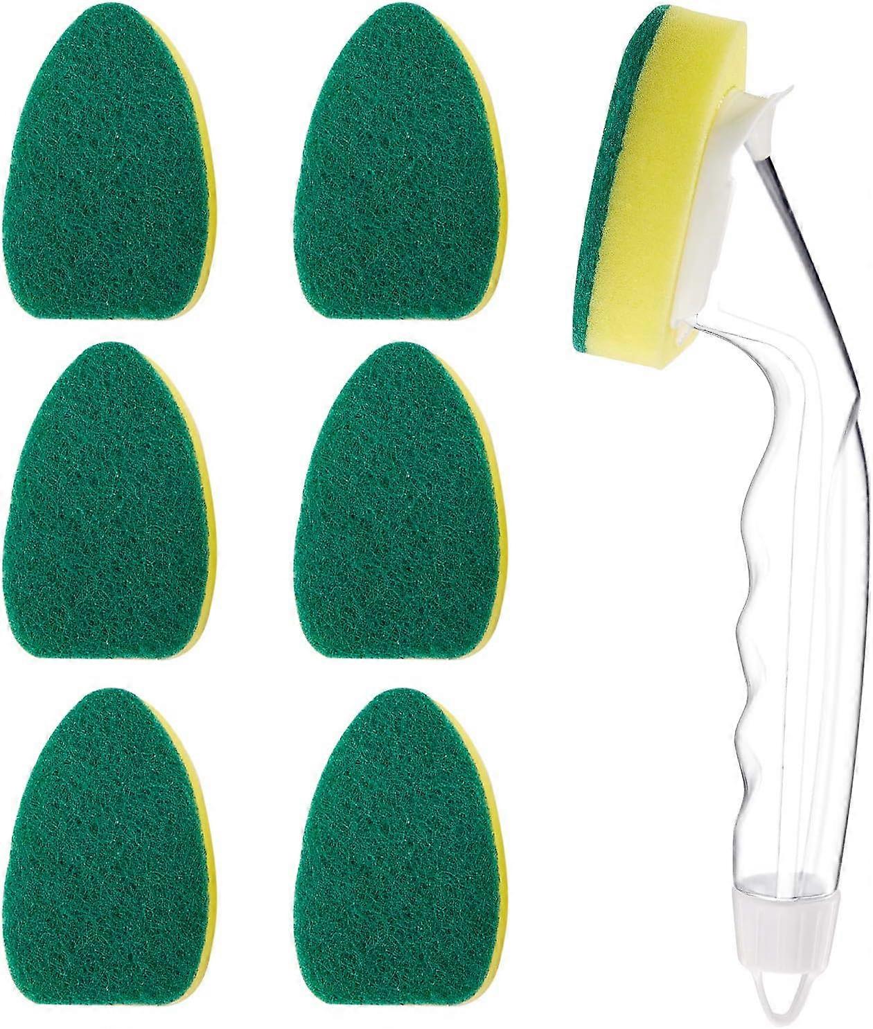 Non Scratch Dishwand Refills with Cap-free Design, Heavy Duty Replacement Sponge for Scratch Free Cleaning, Non-scratch Surface for Wide Application,