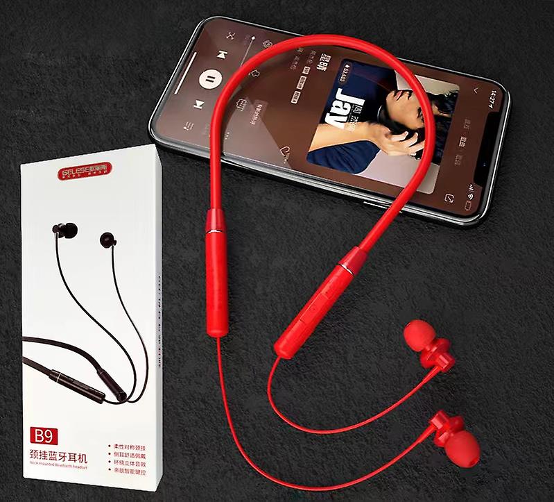 Bluetooth Headset Wireless Sports Hanging Neck Running Red
