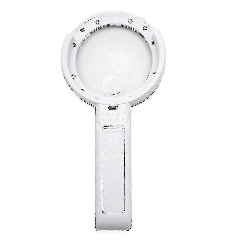 Hd Optical Illuminated Magnifying Glass-(5x + 11x) Magnification Lens,8 Led Lighted Usb Charge Magnifier Glass With Desktop And Hand- Folding 2 In 1(u