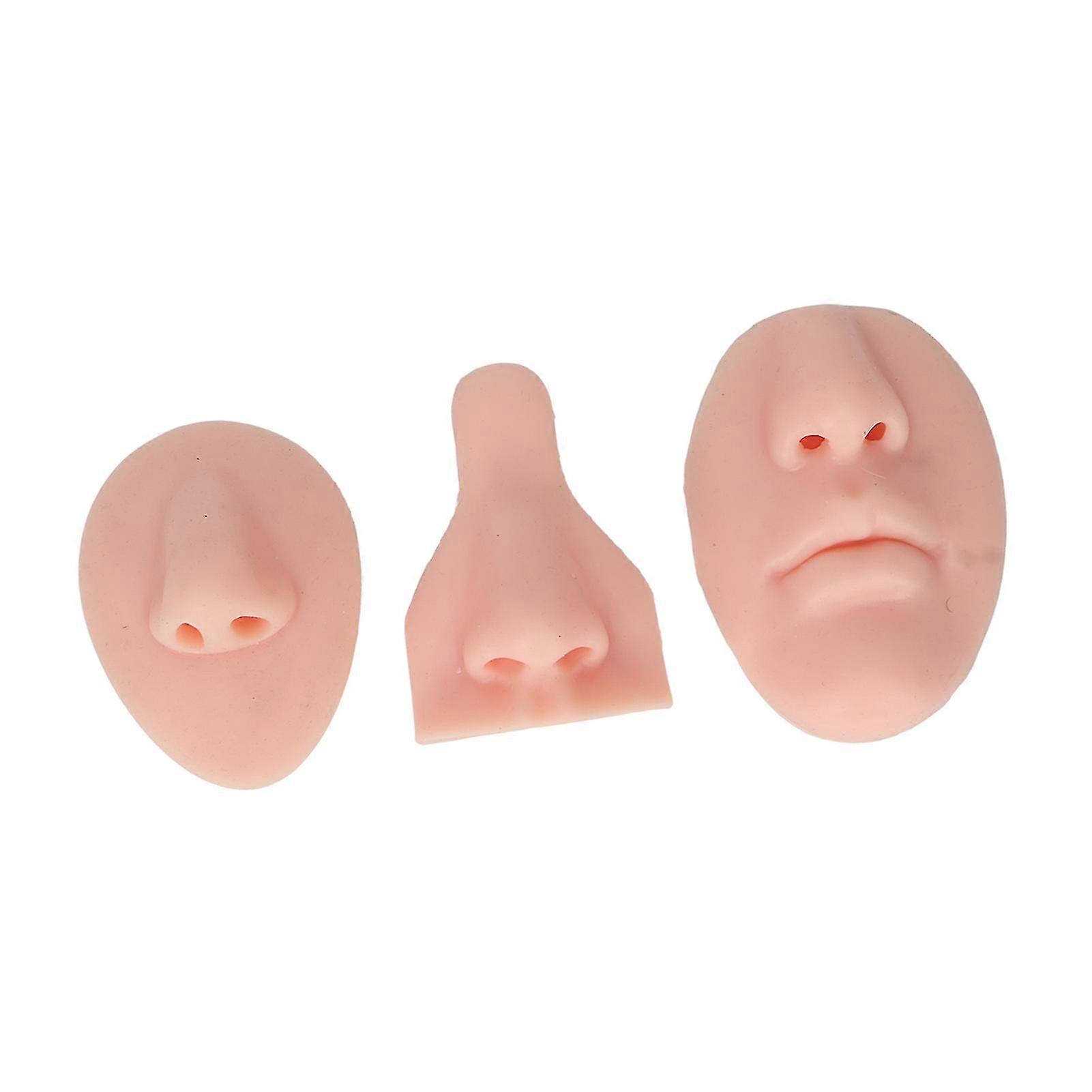 Silicone Nose Model Set Simulation 3D Soft Practice Nose Model for Nose Suture Teaching Exercise Light Skin Color