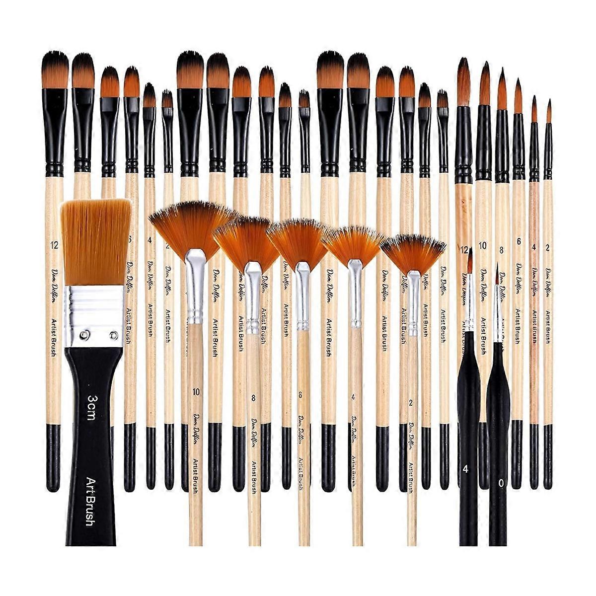 32ピースペイントブラシセット、アーティストシリーズ、アクリル画、油彩、水彩、ガッシュのアーティストや初心者向け