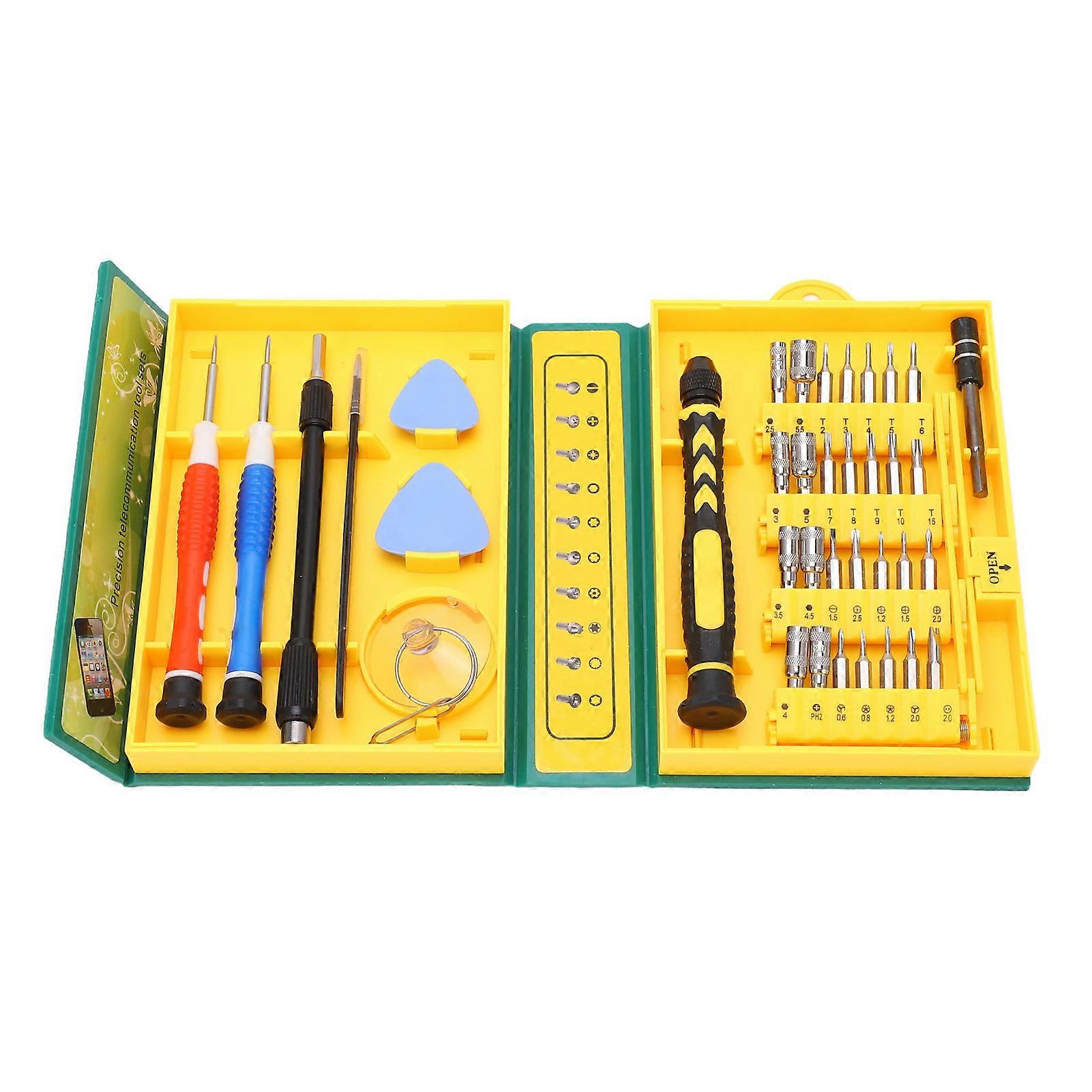 38Pcs Screwdriver Handle Bit Kit Connecting Rod Suction Cup Tweezer Case Prying Tool Screwdriver Set 