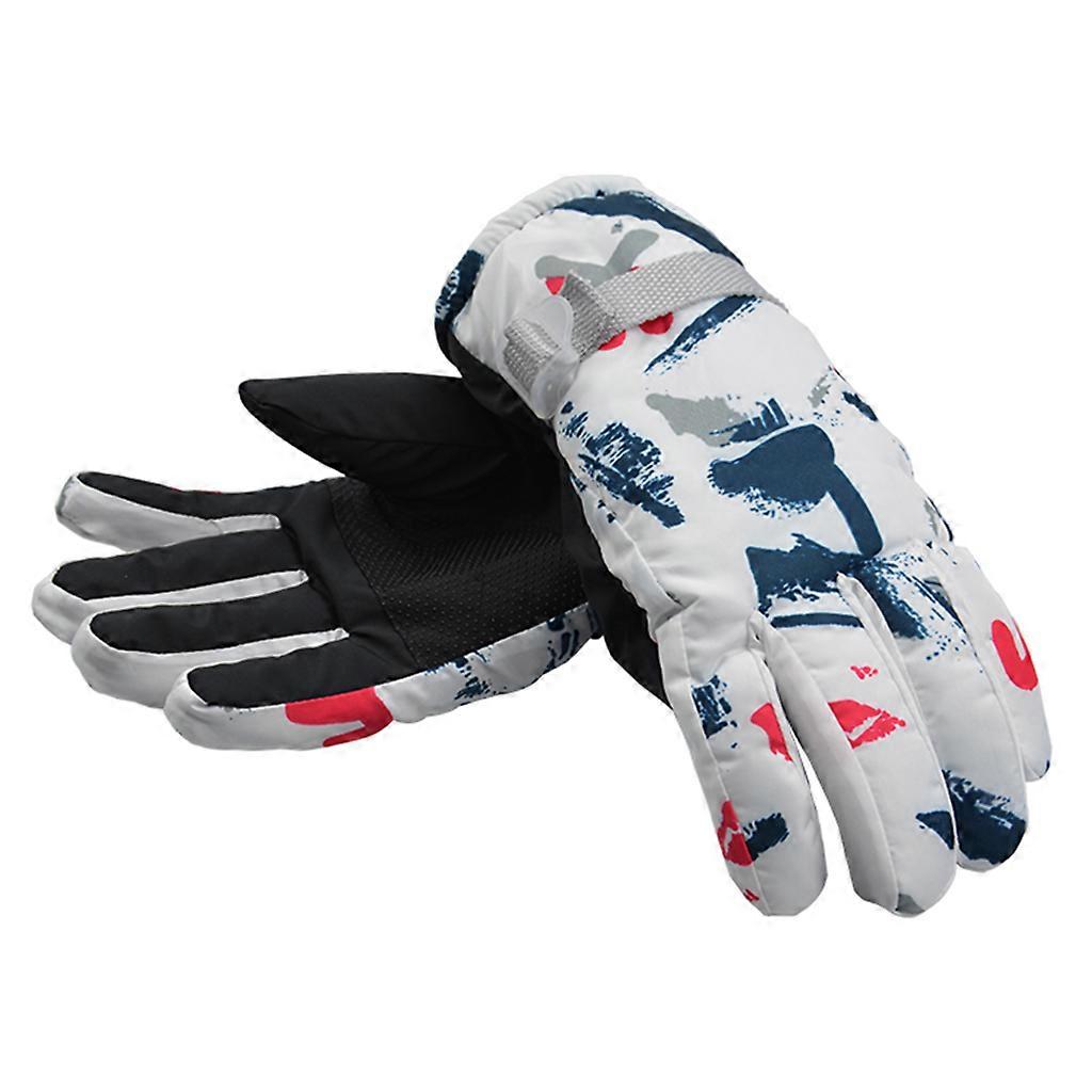 כפפות סקי למסך מגע פליז חורף כפפות סנובורד חמות אולטרה קל עמיד למים אופנוע תרמי כפפות שלג אדום לבן