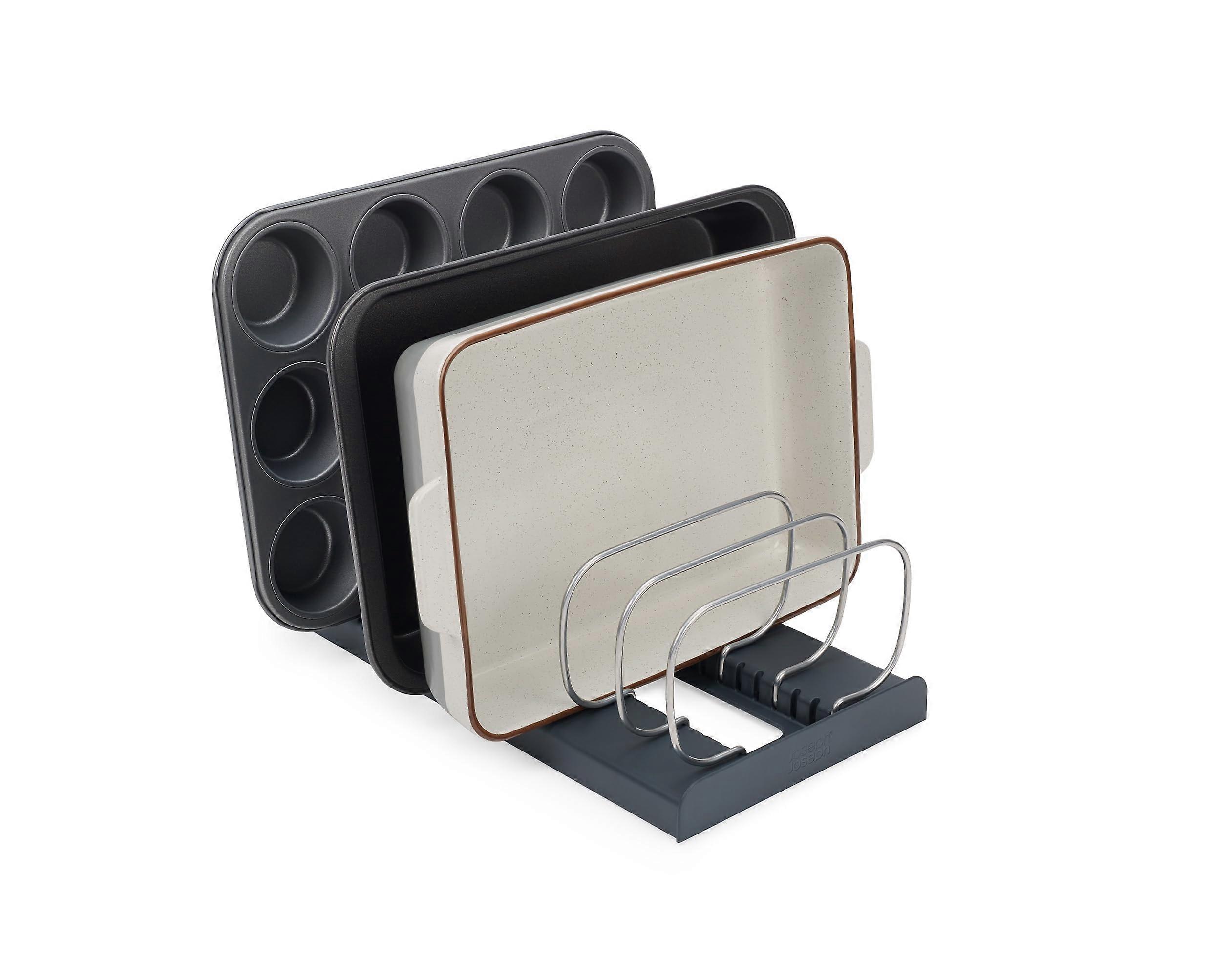 Space-Saving DrawerStore Pot Organizer for of Storage Pans and Lids