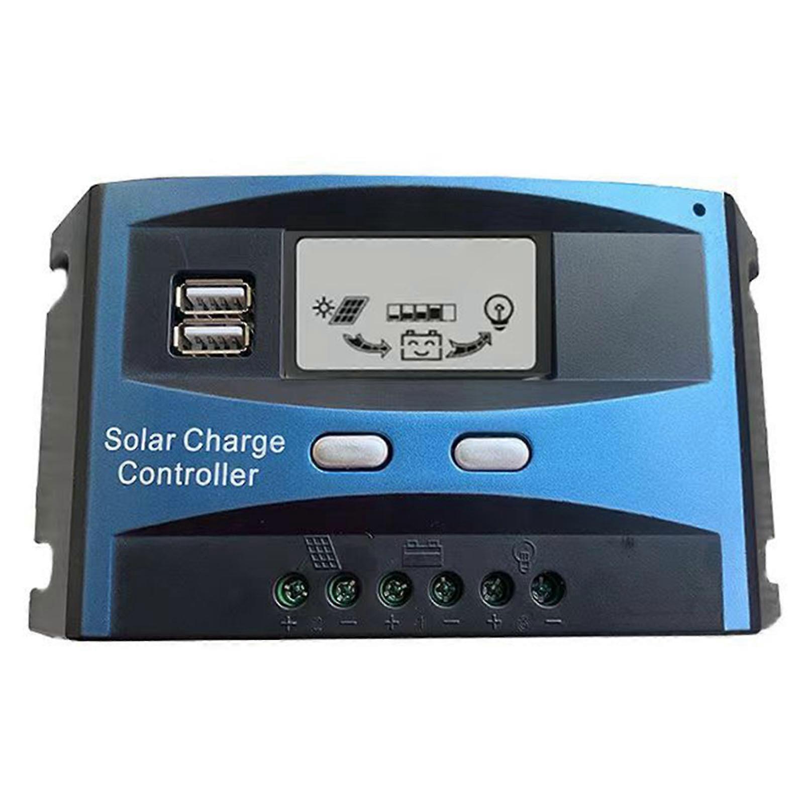 LCD-näyttö aurinkopariston säädin 30/40/50/60A aurinkolatausohjain 12V / 24V aurinkosäädin kaksinkertainen USB 5V lähtö