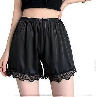 Dame Satins Blonder Kant Halv Slip Shorts Pettipants Til Under Kjoler Trusser Brede ben Sikkerhedsbukser Culottes Underbukser Hvid XL