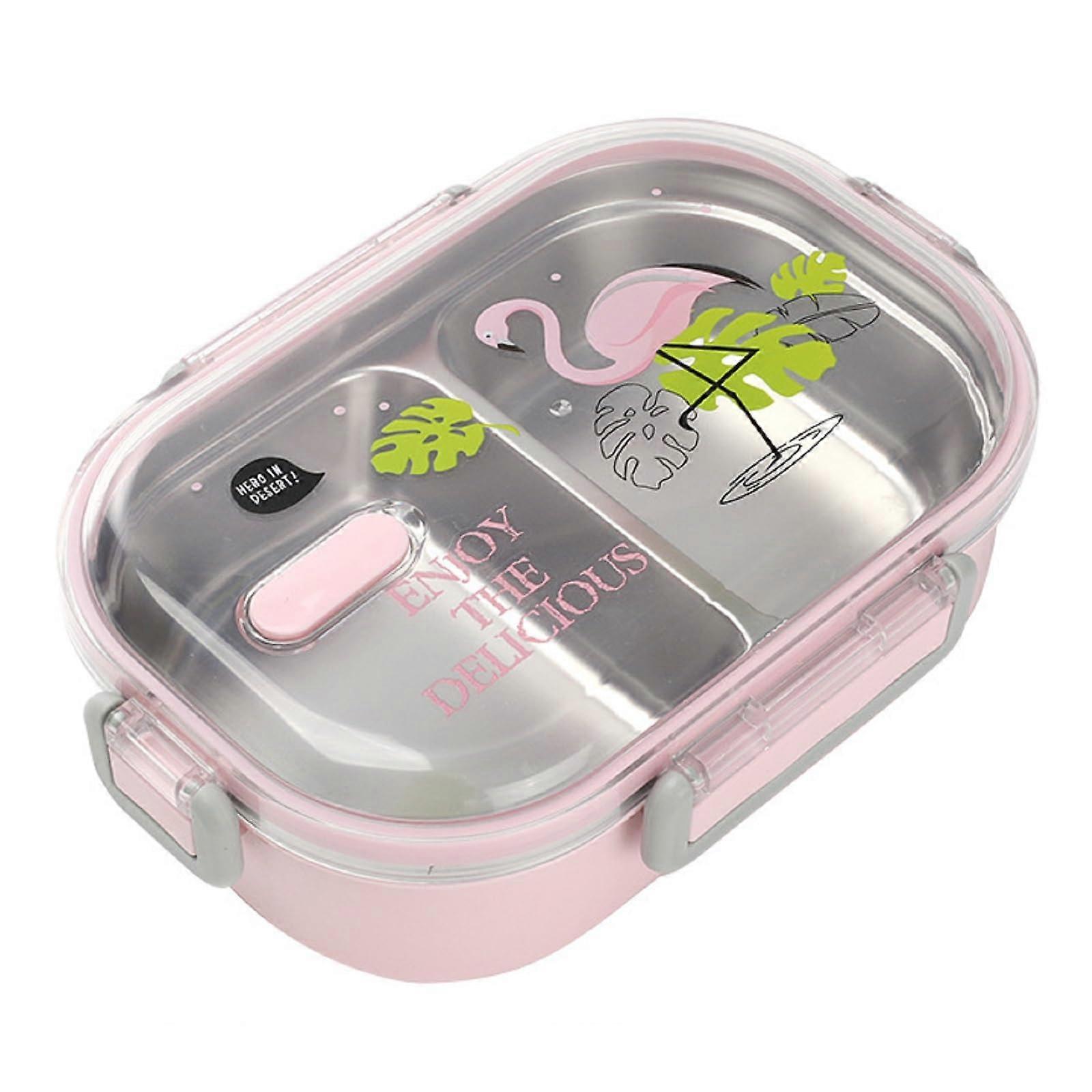 Stainless Steel Lunch Box - 304 Stainless Steel 650ML Food Container with 2 Compartments, Portable and Leak-Proof