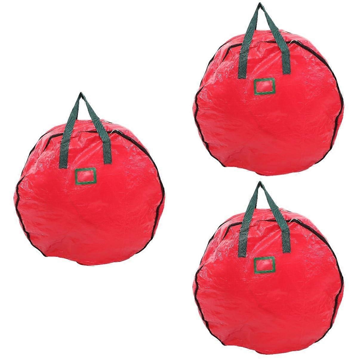 3 pcs Garland Holder with Zippered Wreath Bag Storage Container for Decorative Wreaths Round Storage Pouch