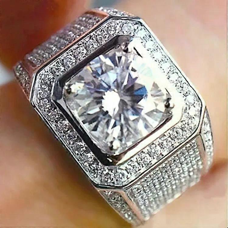 Rhinestone Silver Ring-Micro-insert,US Size 12,21.5mm Diameter,