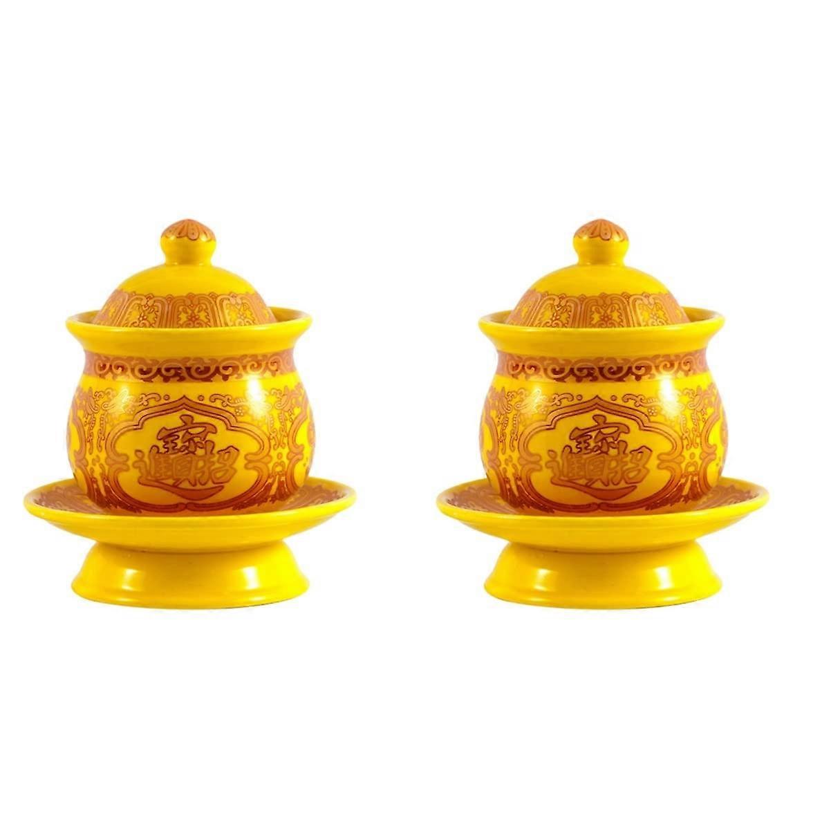 Ceramic Altar Cup 2-Pack Holy Water Cup Offering Cup Buddha Cup