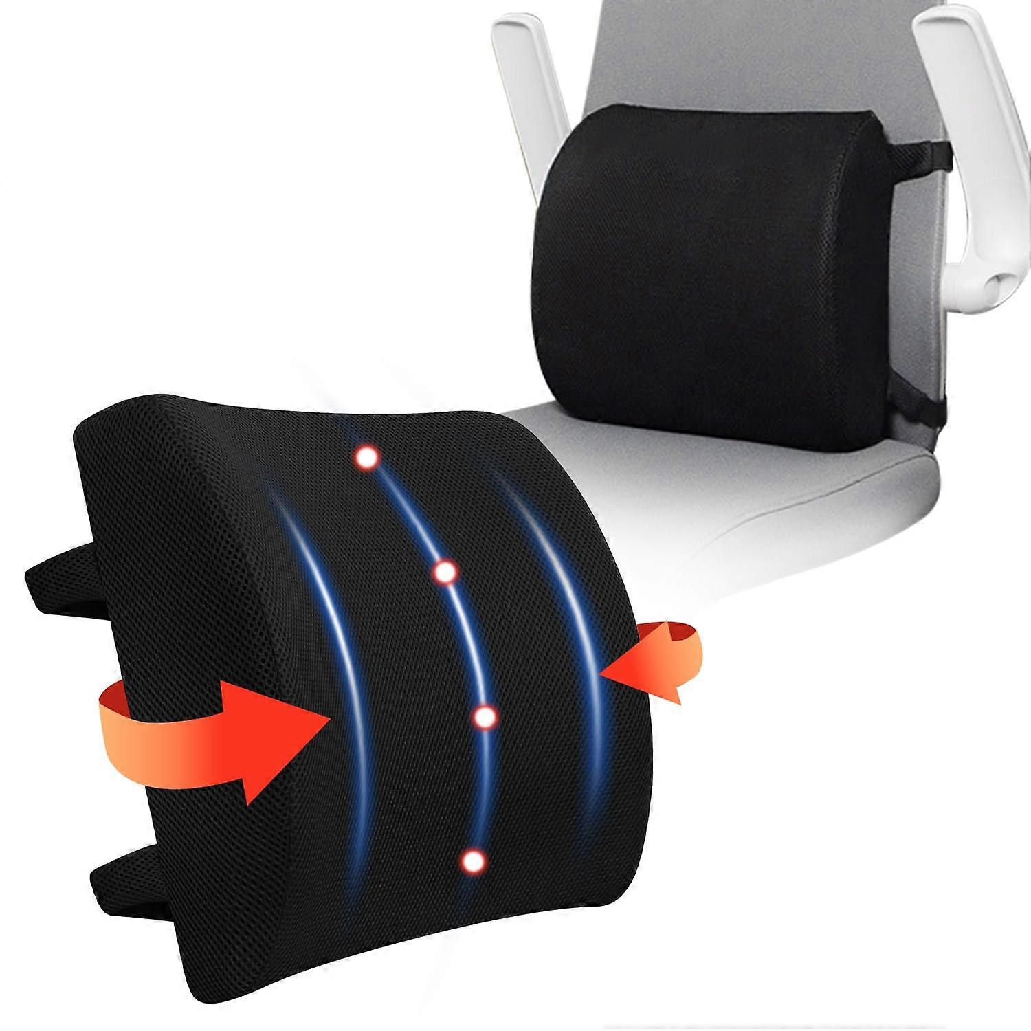 Lumbar Support Pillow for Chair and Car - Ergonomic Memory Foam, Adjustable Size, Breathable Fabric, Gray Color