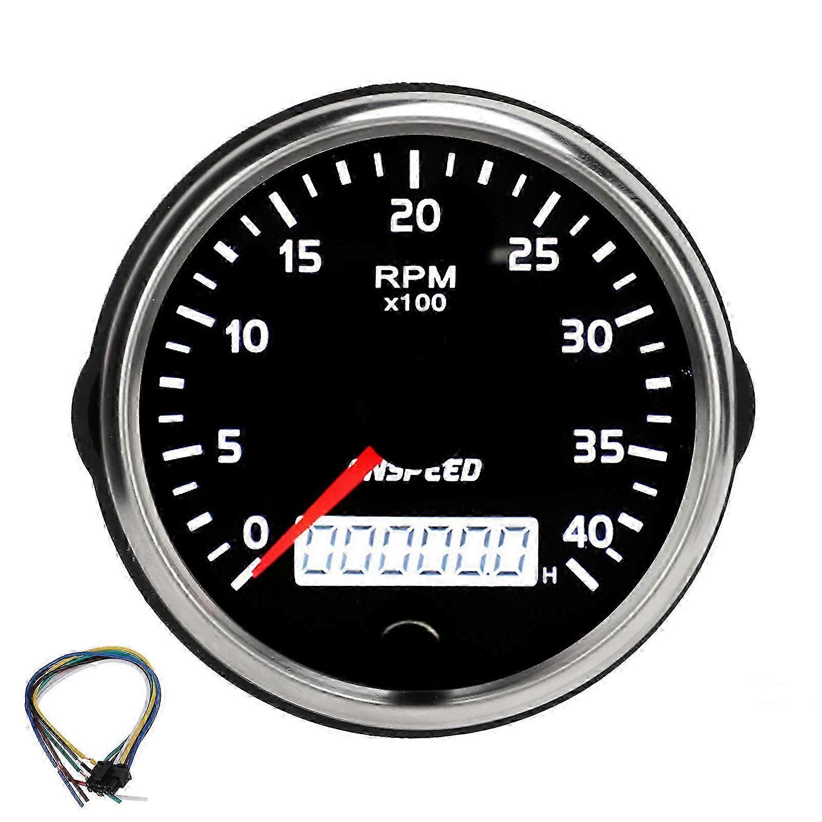 3.3in 12V/24V Speedometer 0160MPH Speed Gauge LCD Display with White Amber Backlight for Car Truck Boat