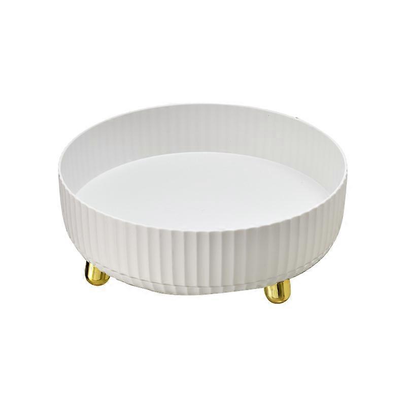 Bathroom Organizers and Storage - 360° Rotating Lazy Susan Tray, Small White Desktop Organizer for Cosmetics and Skincare Products