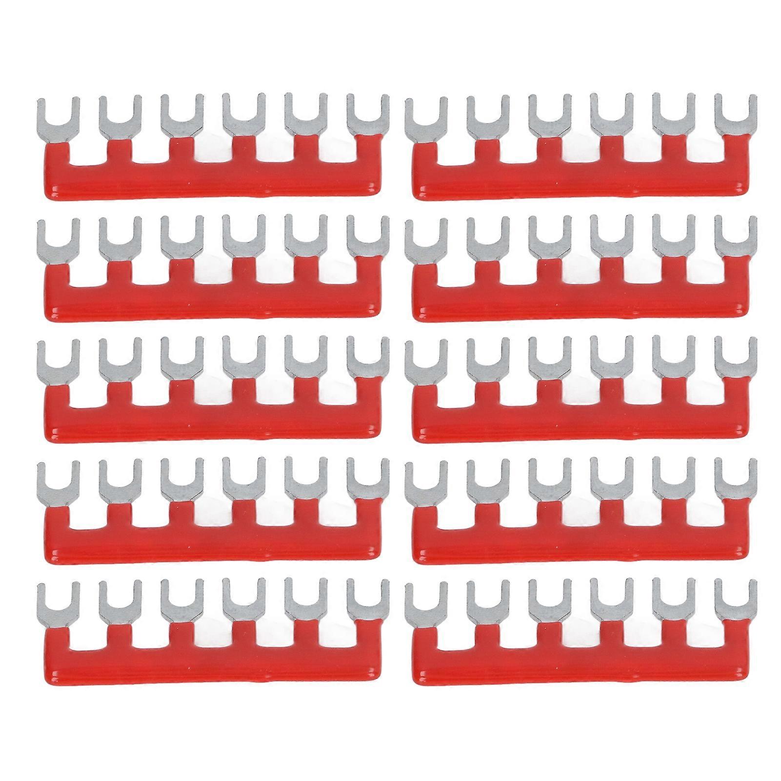 10pcs Fork Type Terminal Strips 400V 15A Pure Copper PVC Flame Retardant Jumper Block Terminal Strips for Factory Red TB 1506 