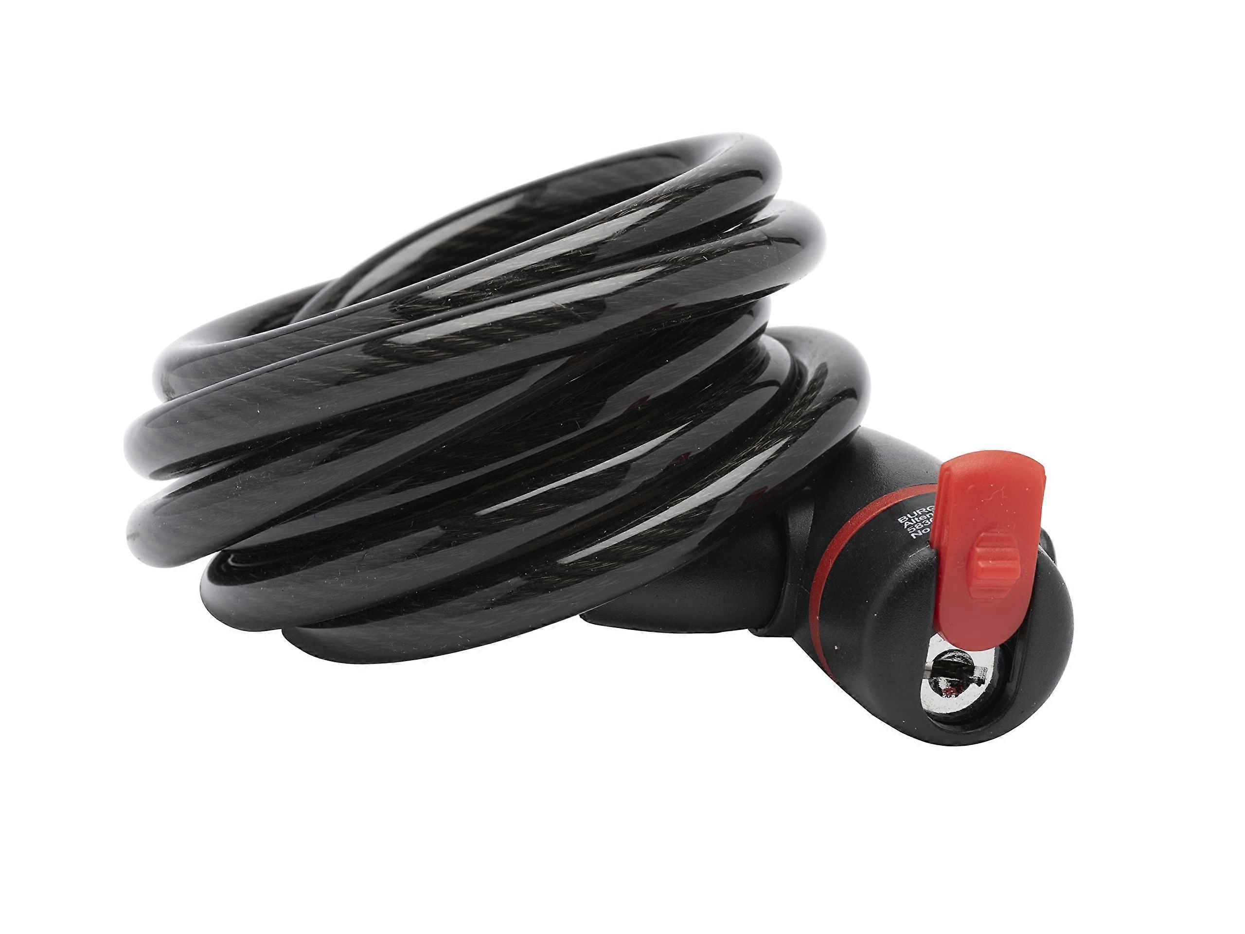Burg Wächter 1360 Spiral Cable Bike Lock, 10mm Thickness, 180 cm Length, Black and Red Color