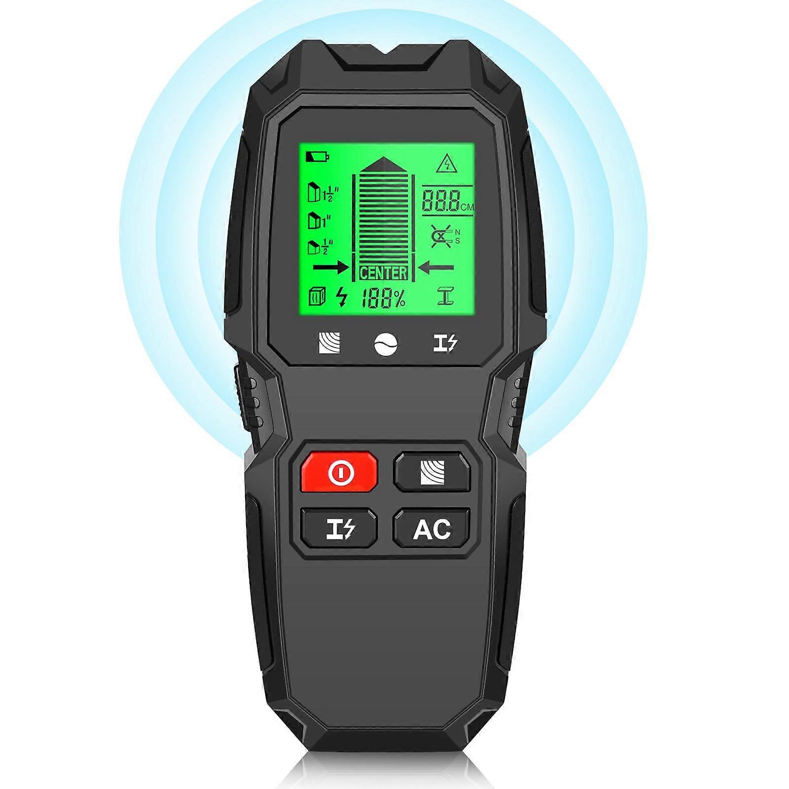 Stud Finder Wall Scanner 7 in 1, Electronic Metal Wood Detector for AC Wire Detection, Precise Multifunctional Black Scanner