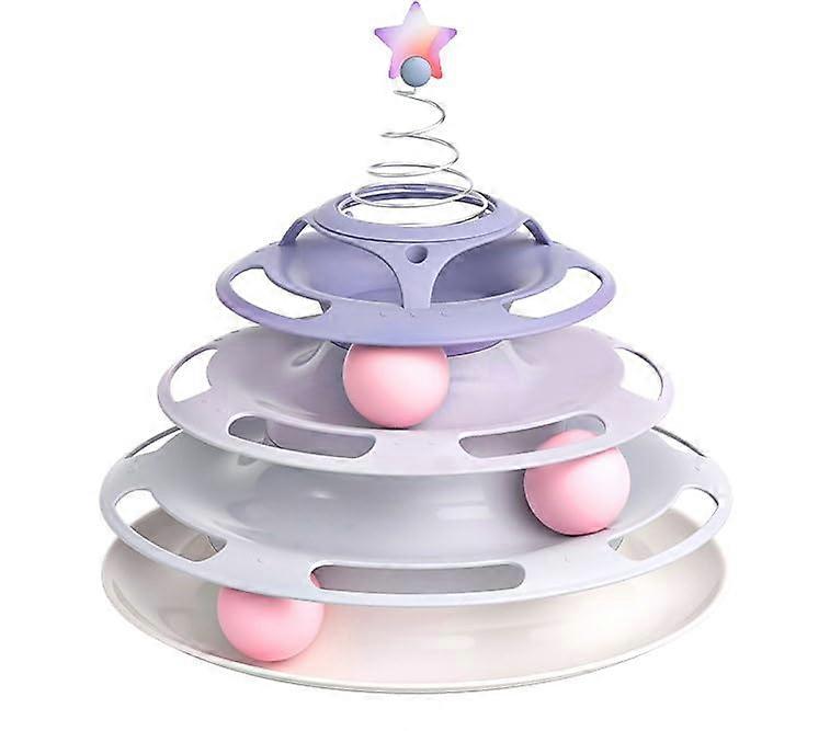 FreePlaying Star Cat Tower Purple - Interactive Cat Toy with Rotating Balls, Shiny Star for Indoor Cats, Self-Entertainment