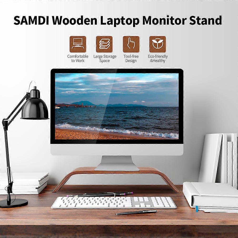 SAMDI Stand All-in-one Machine Monitor Laptop Holder Strong Bearing Capacity Stable Wooden Bracket Replacement for iMac