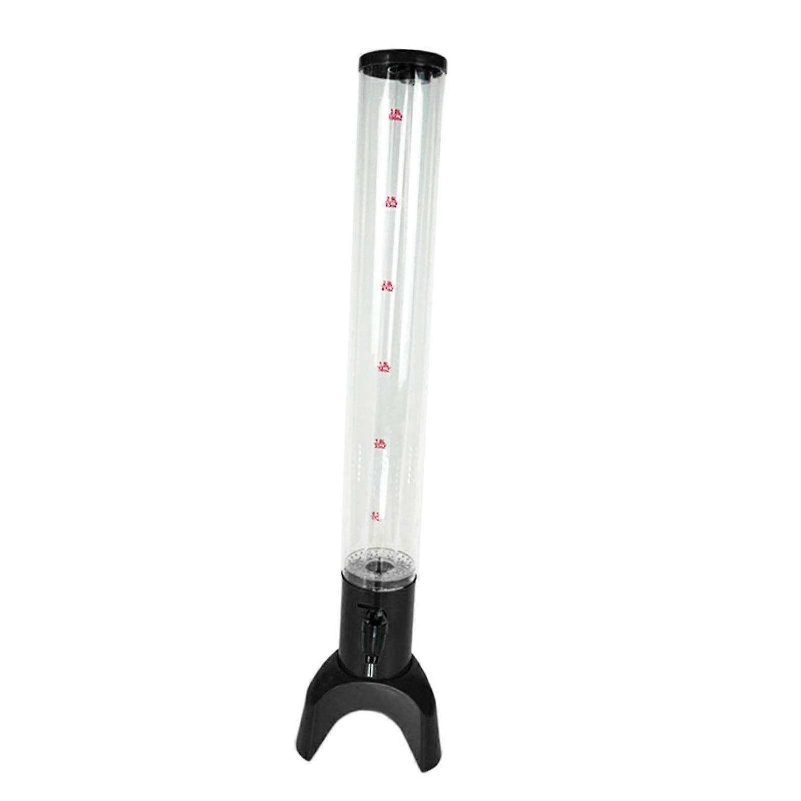 Tabletop Drink Dispenser, 3L Black Tower for Parties and Festivals, Durable Plastic Beverage Server