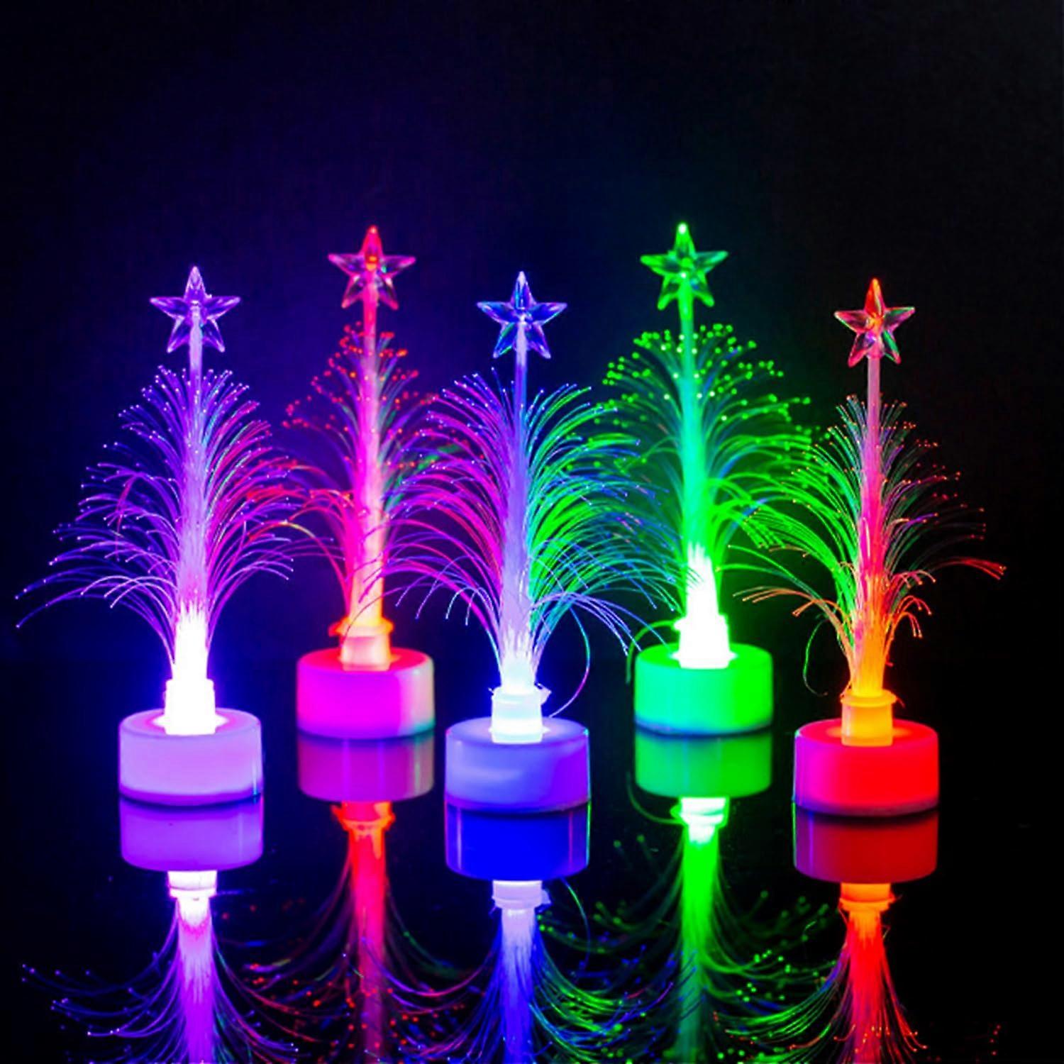 4 Pcs Colour Changing Fibre Optic Christmas Tree Mini Colourful Fibre Optic Tree for Home Holidays
