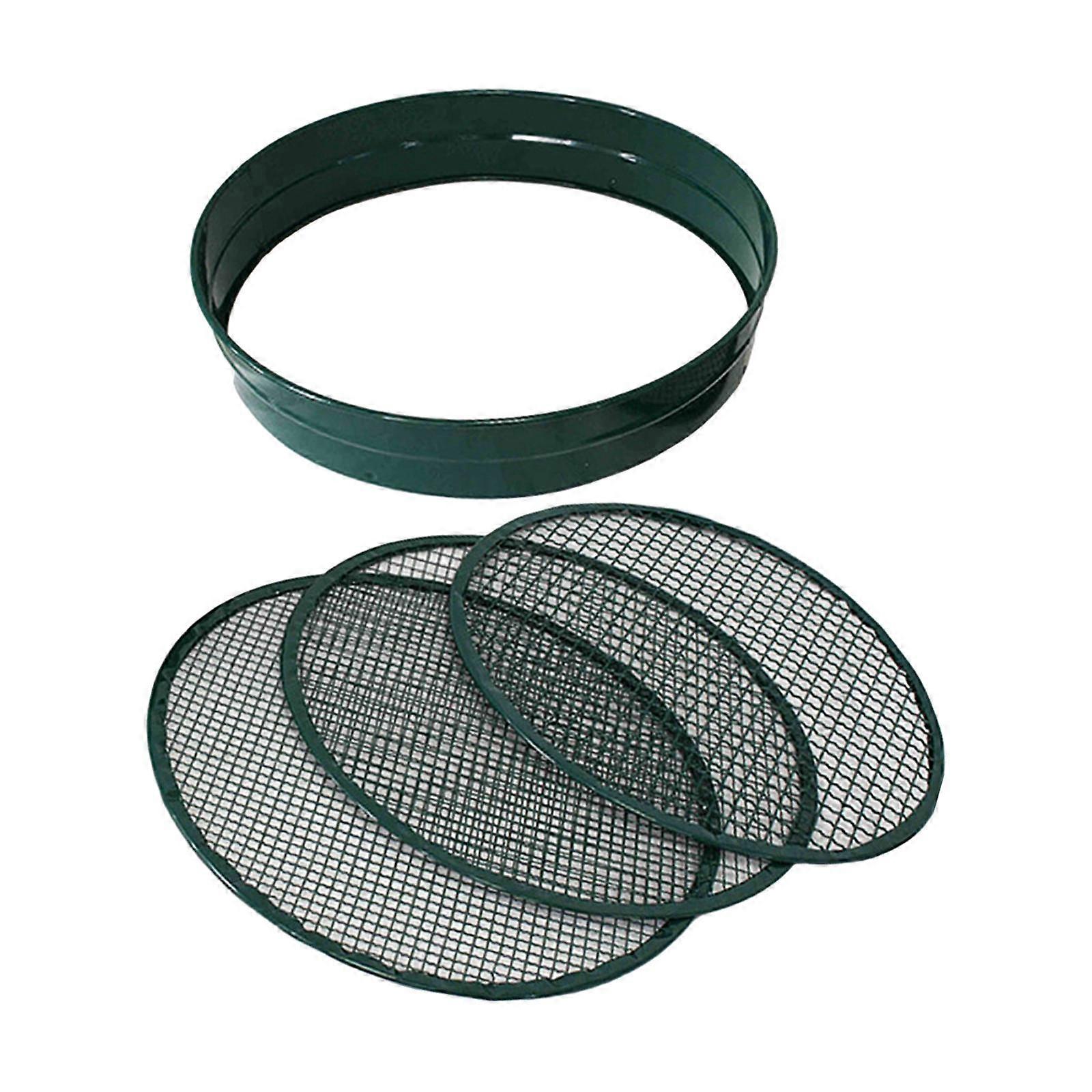 Metal Garden Riddle Sieve with 3 Interchangable Mesh Differing Hole Sizes