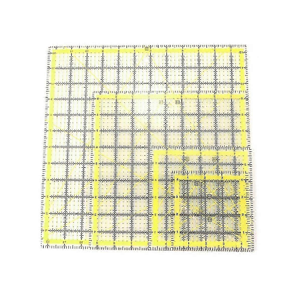 4pcs Set Measuring Ruler Square Sewing Ruler Laser Cut Multifunctional Acrylic Patchwork Ruler Tool