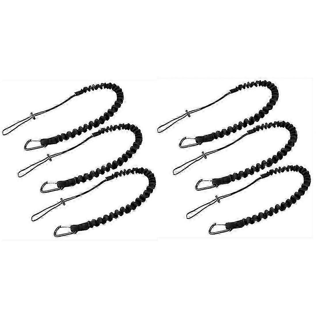 6 stycken verktygssnodd, utomhusverktygsrep, säkerhetsrep för fallförebyggande på hög höjd, infällbart elastiskt verktygsrep, svart