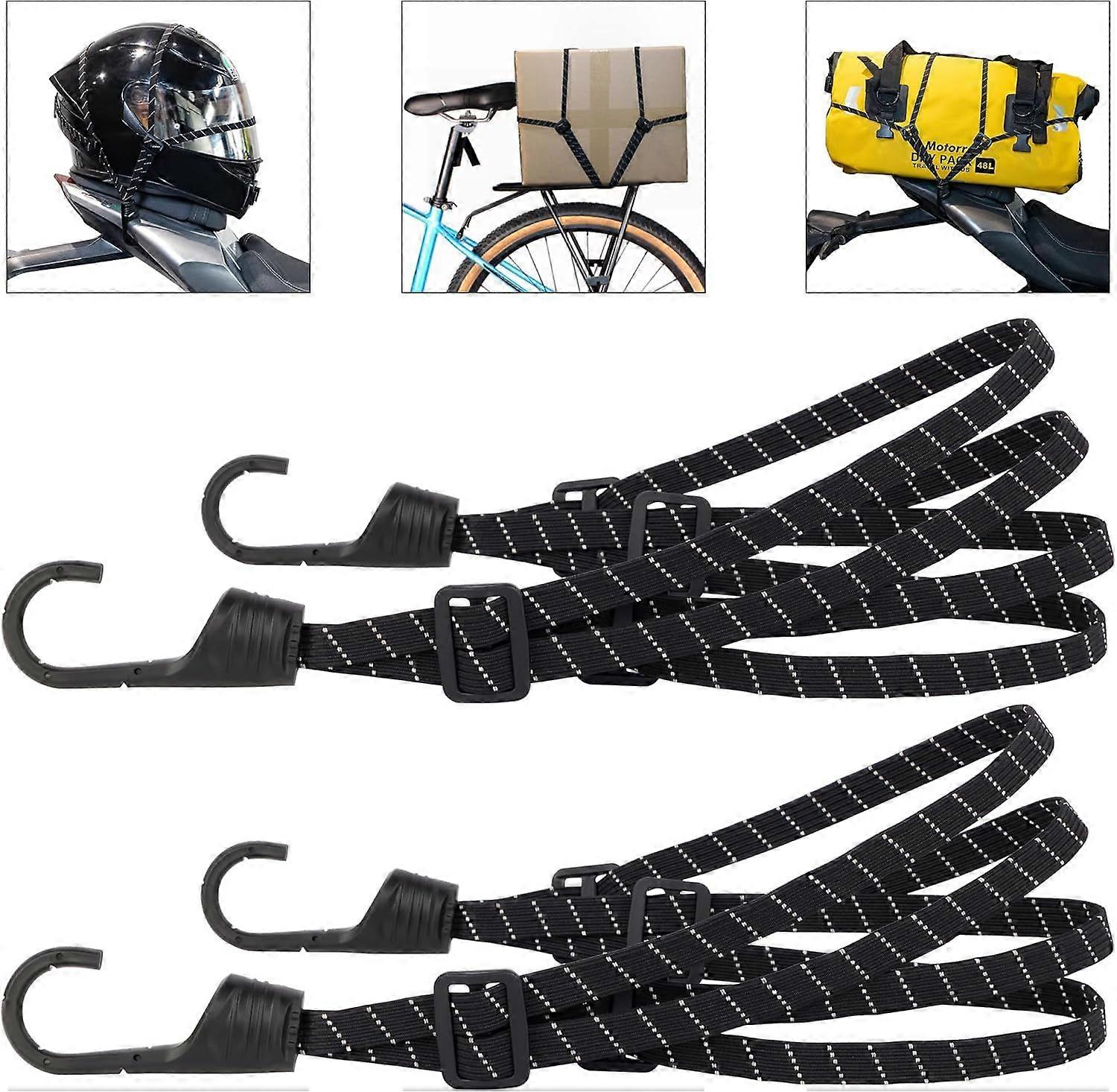 Pieces Elastic Bungee Cords with Hooks, Bicycle Bungee Cord, Motorcycle Bungee Cord, Luggage Strap, Helmet Strap, Black Elastic Bungee Cord, Motorcycl