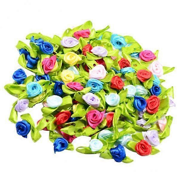 4- 100 Pieces Mini Satin Ribbon Flowers Decoration Craft DIY