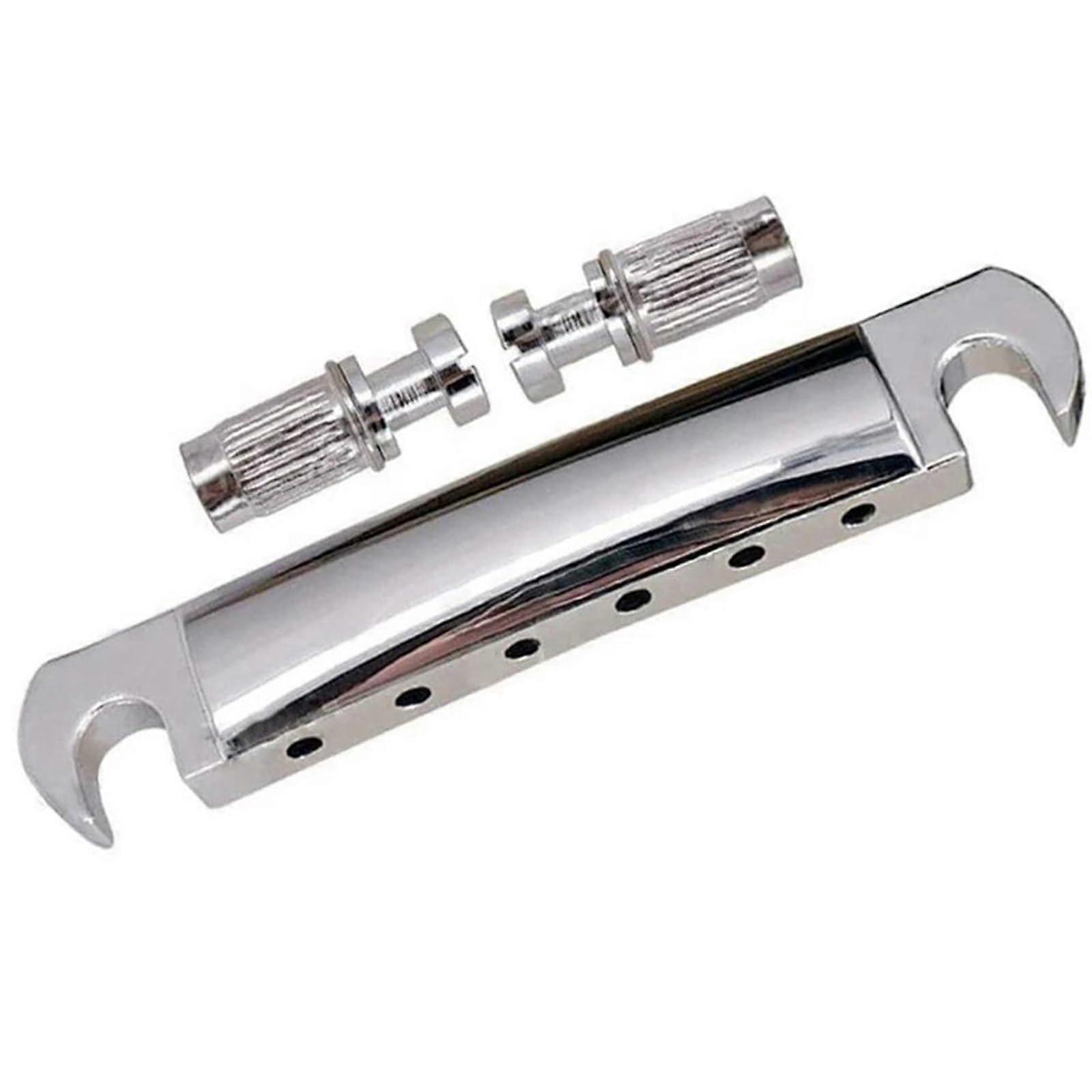 6 String Zinc Alloy Saddle Bridge for LP Electric Guitar, Silver Replacement Bridge, Compatible with Les Paul Models