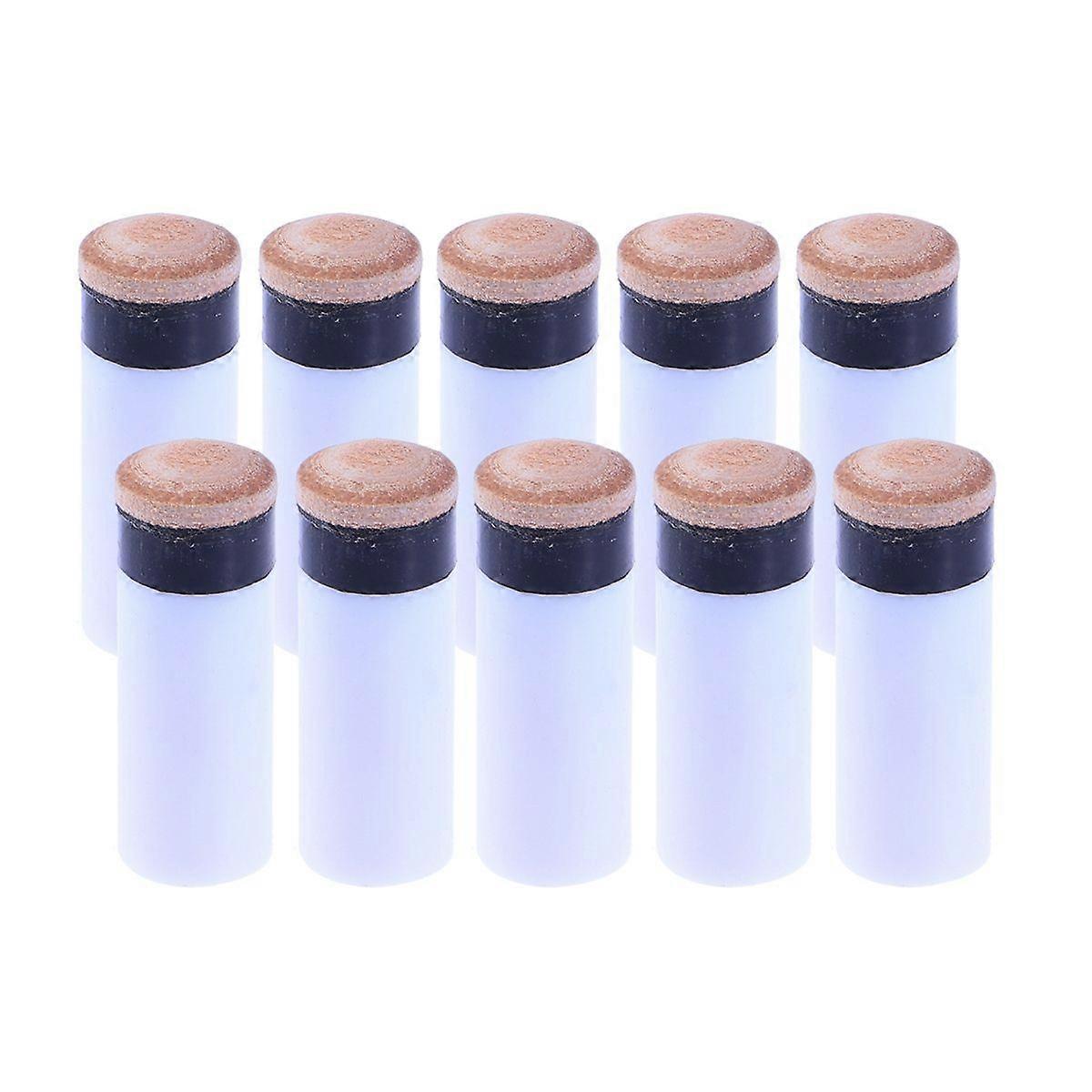 10pcs American Style Billiard Cue Ferrules and Tips Billiard Replacement Screw-on Tips with Pool Cue Stick Ferrules Hard Cue Tips (White and Brown)