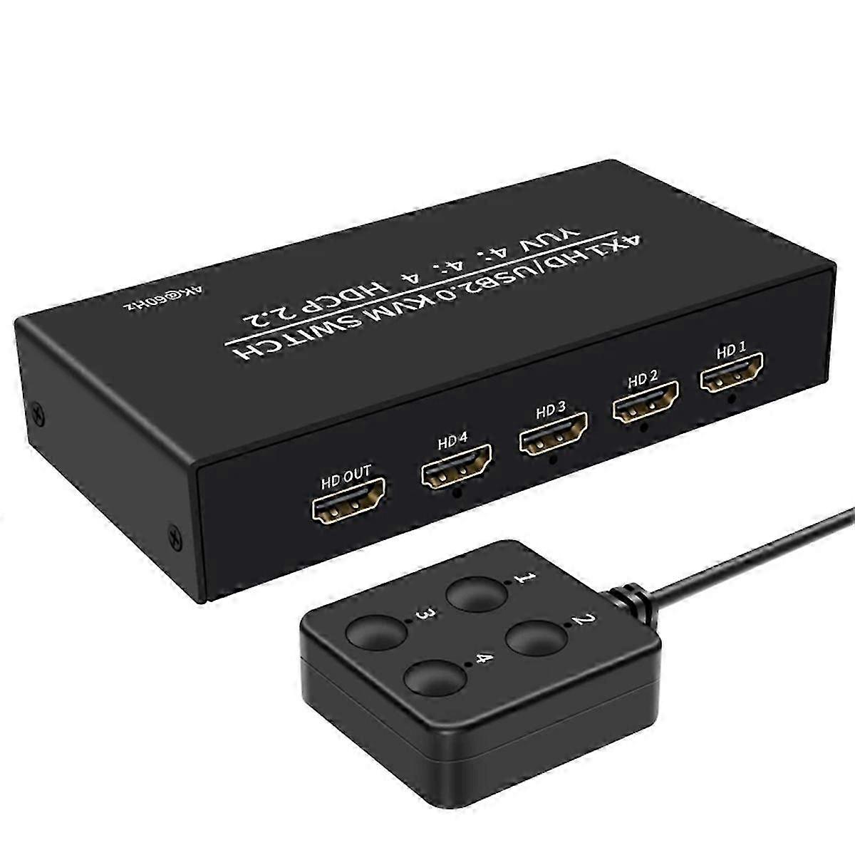 4-Port KVM Switch for Multi-PC Setup - Share Display Keyboard and Mouse