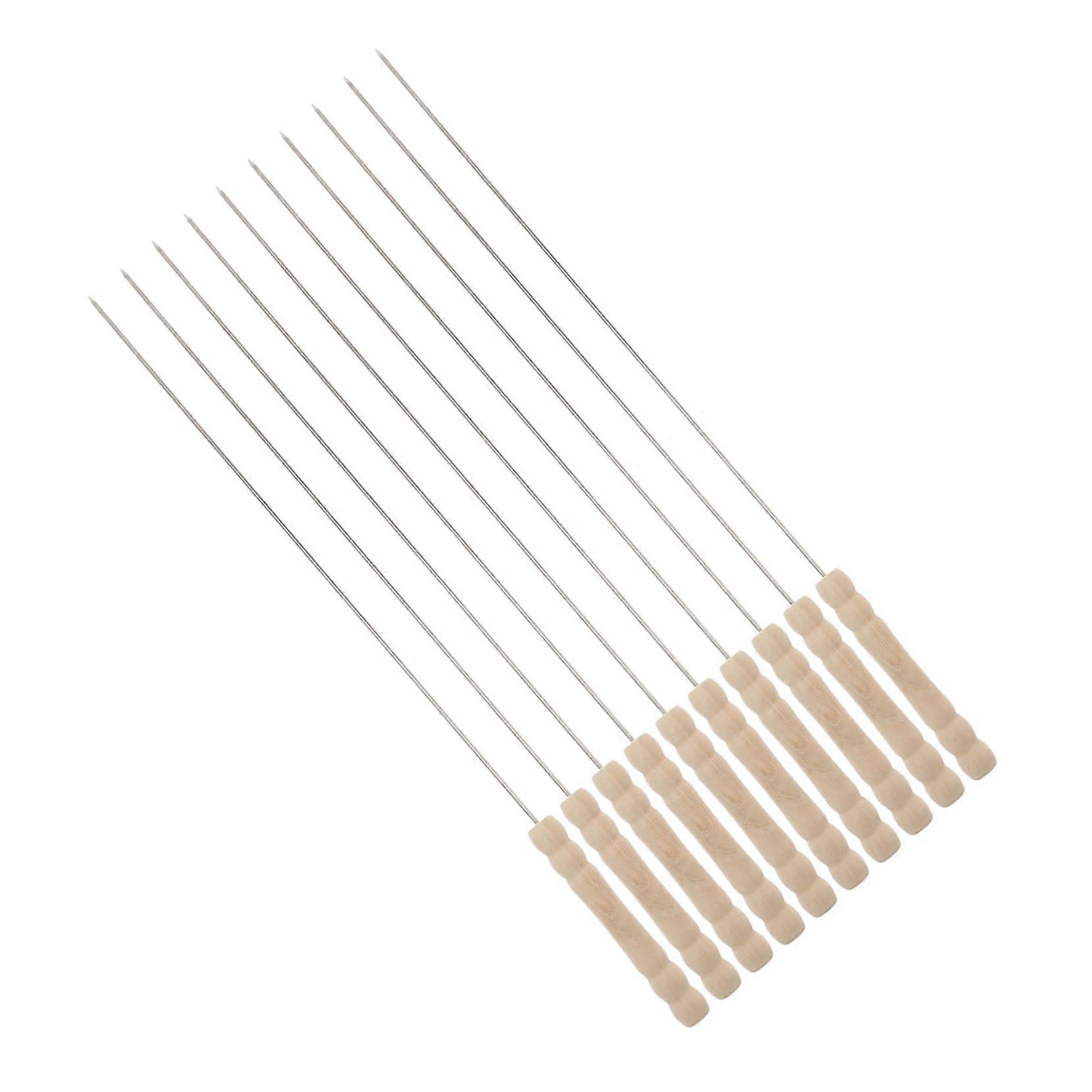 Kebab Skewers Stainless Steel Papa Sticks Set of 10 Reusable Flat Tie BBQ Grill Skewers for Kabobs and Grilling