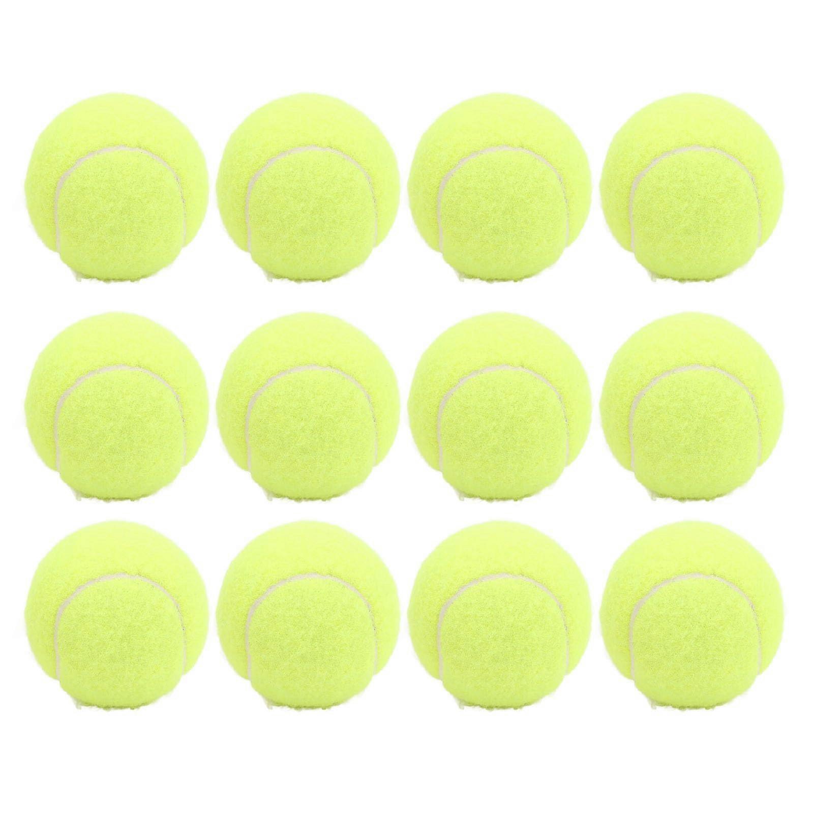 12 Pack Tennis Balls, Rubber Felt Pressure Training Tennis Balls with Mesh Bag