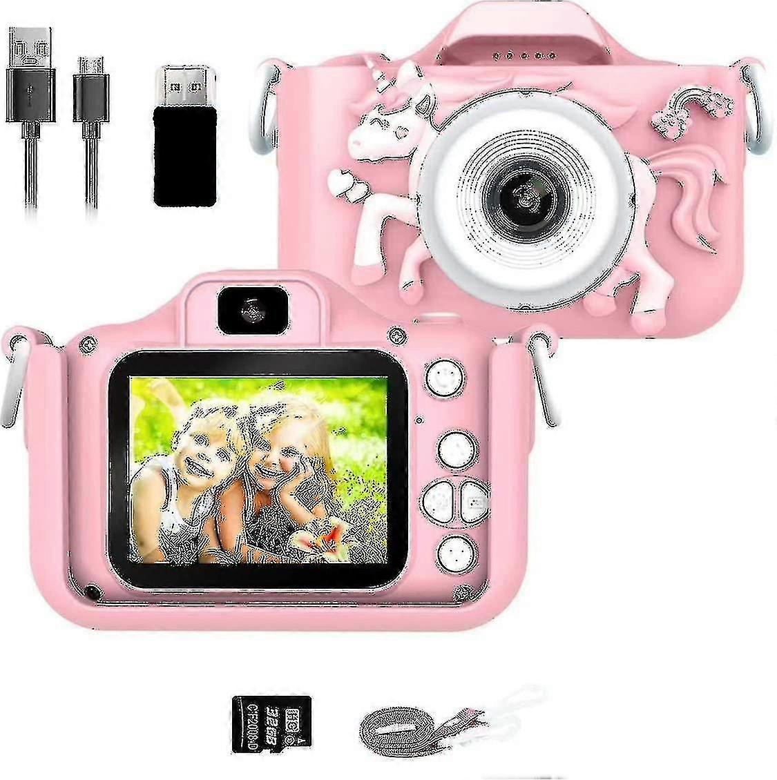 20MP写真と1080P HDビデオ、デュアルレンズセルフィー、8倍ズーム、自動オフ、32GBカード付属(ピンク)のキッズデジタルカメラ