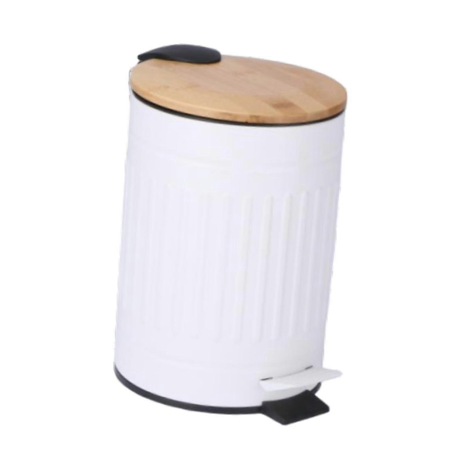 5L Easy to Clean Step Trash Bin for Household Use, Suitable for Office, Restroom, and Toilet in White Color