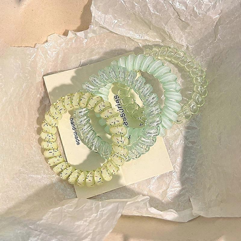 5pcs Set Telephone Cord Scrunchies Spiral Hair Ties Gradient Color Checkered Print Phone Cord Elastic Hair Band Hair Accessories