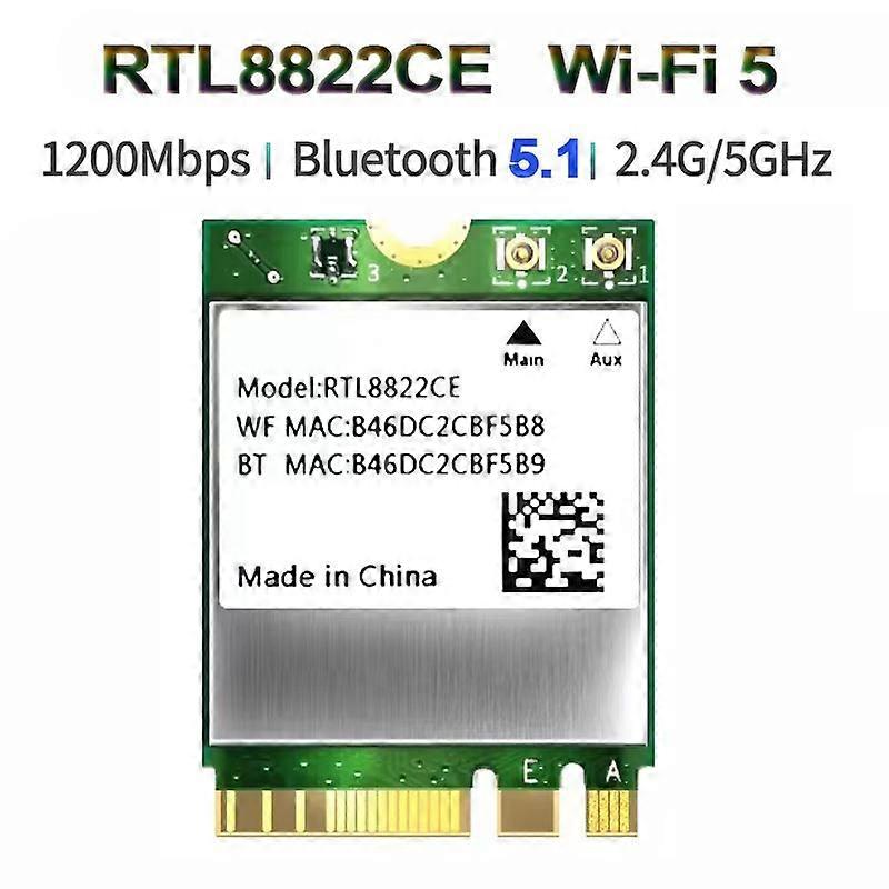 WiFi5 RTL8822CE 1200Mbps Bluetooth 5.1 Dual-band 2.4G/5G 802.11AC WiFi Card Network Mini PcIe Card For
