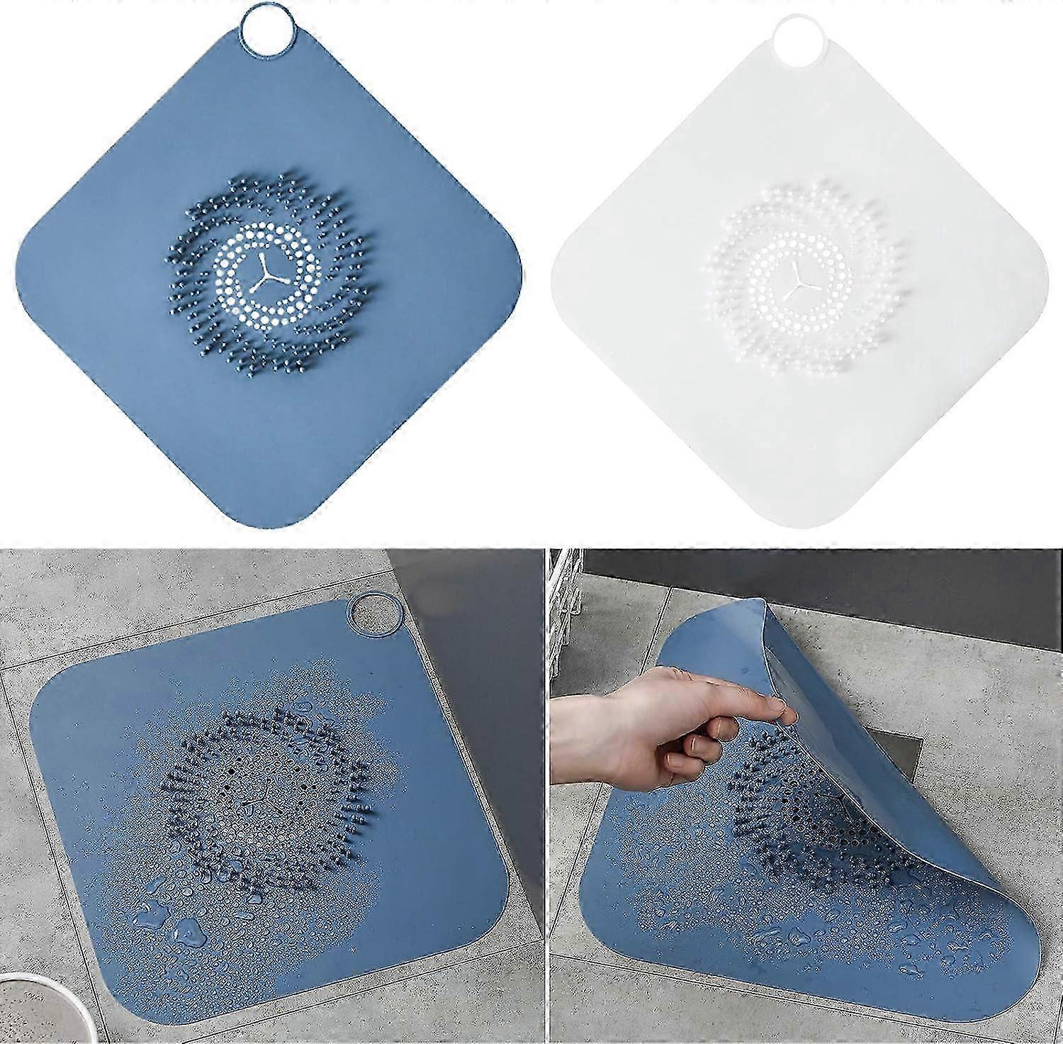 2Pcs Silicone Shower Drain Filter, Easy Install & Clean Bathroom Cover