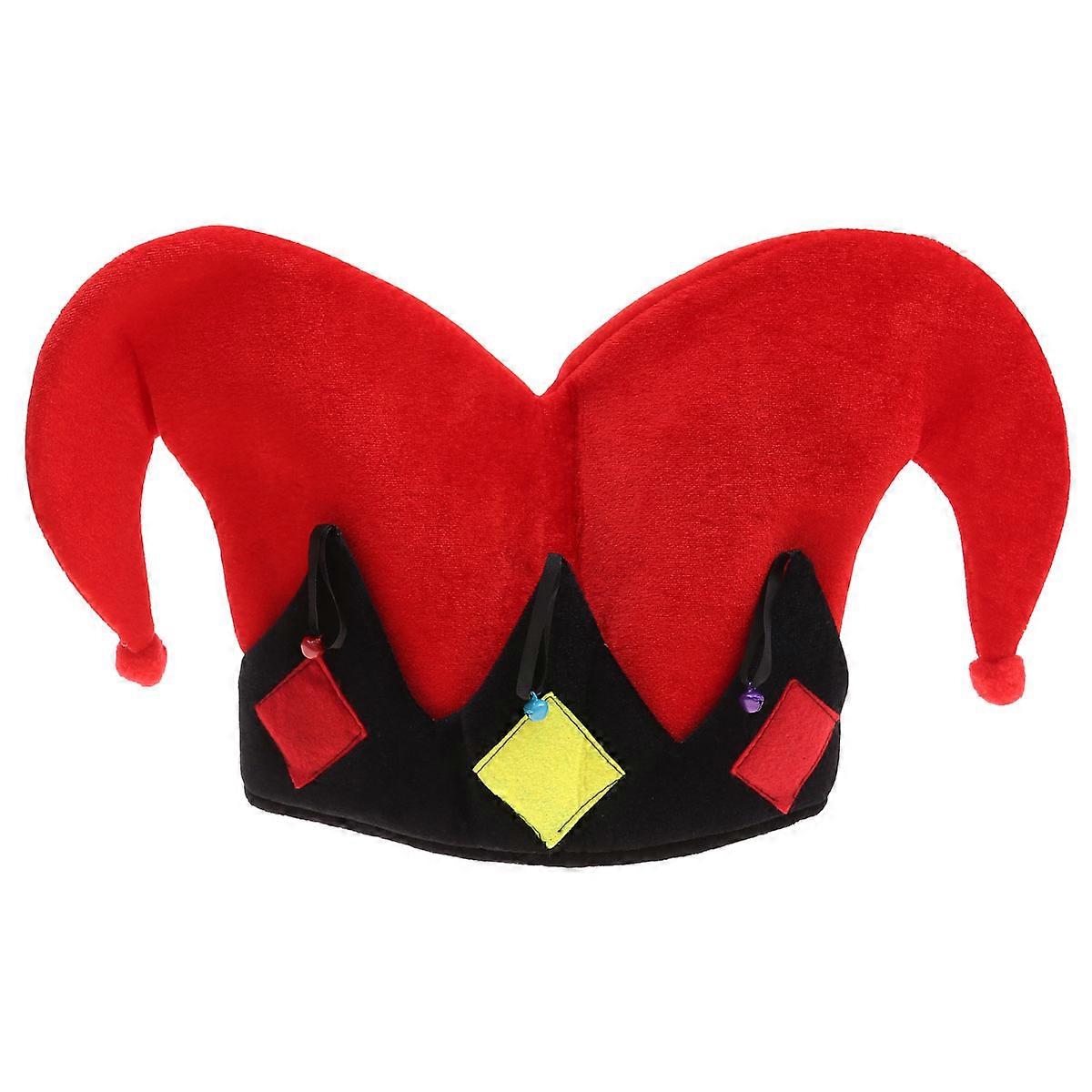 Red Clown Hat for Cosplay, Angled Plush Performance Accessory for Parties, Stage Shows, Carnivals – Lightweight and Comfortable Design
