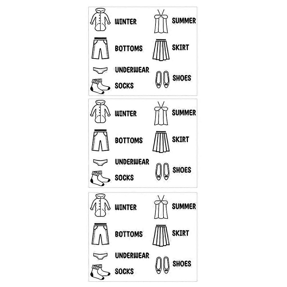 3pcs Removable Clothes Storage Labels for Wardrobe Organization – Easy Peel Off Stickers for Clothing Classification in Bedroom, Dorm, or Nursery