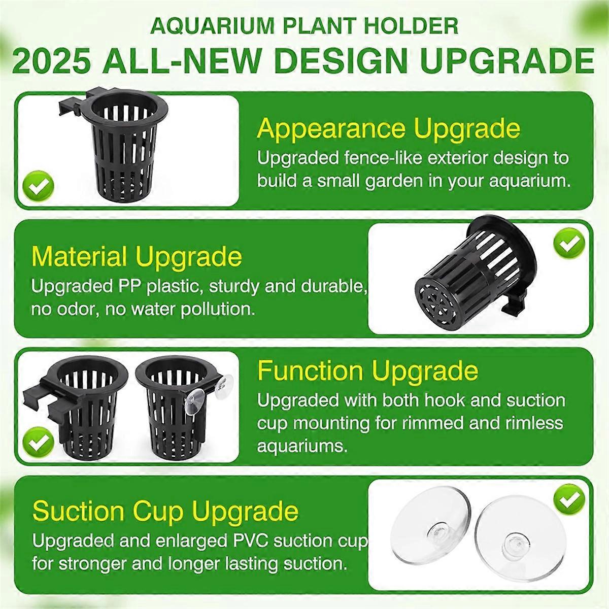 Aquarium Plant Holder with 1.57-Inch Extension Hooks and Suction Cups for Fish Tank Aquaponic Plant