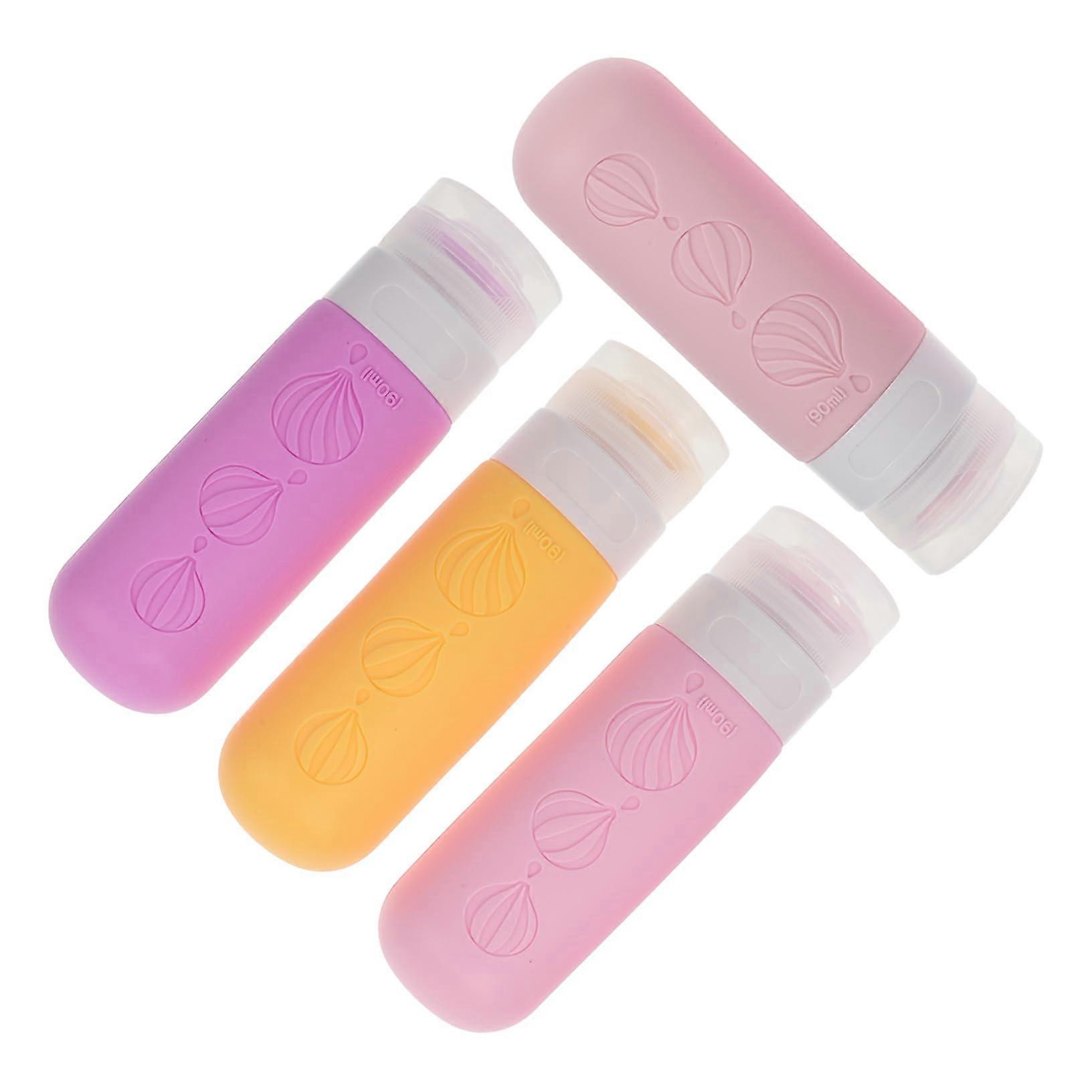 4pc Travel Squeeze Bottle Set Empty Refillable Lotion Shampoo Bottles Ref: 1812